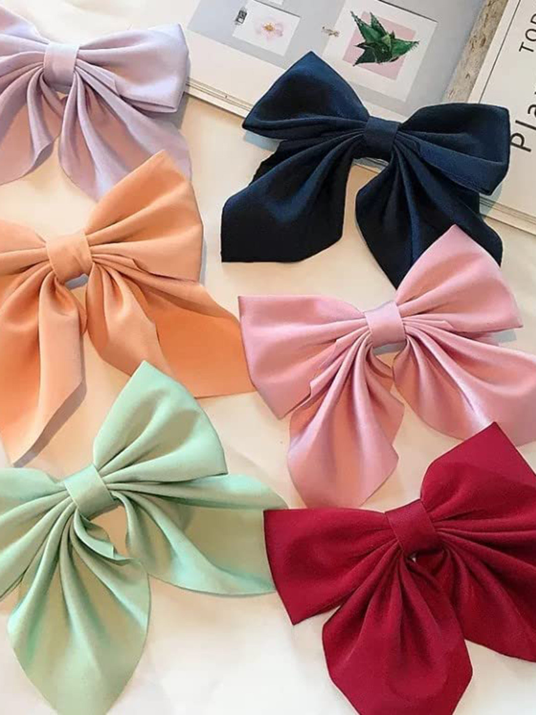 CHRONEX Assorted Set of 6 Satin Silk Alligator Hair Clips