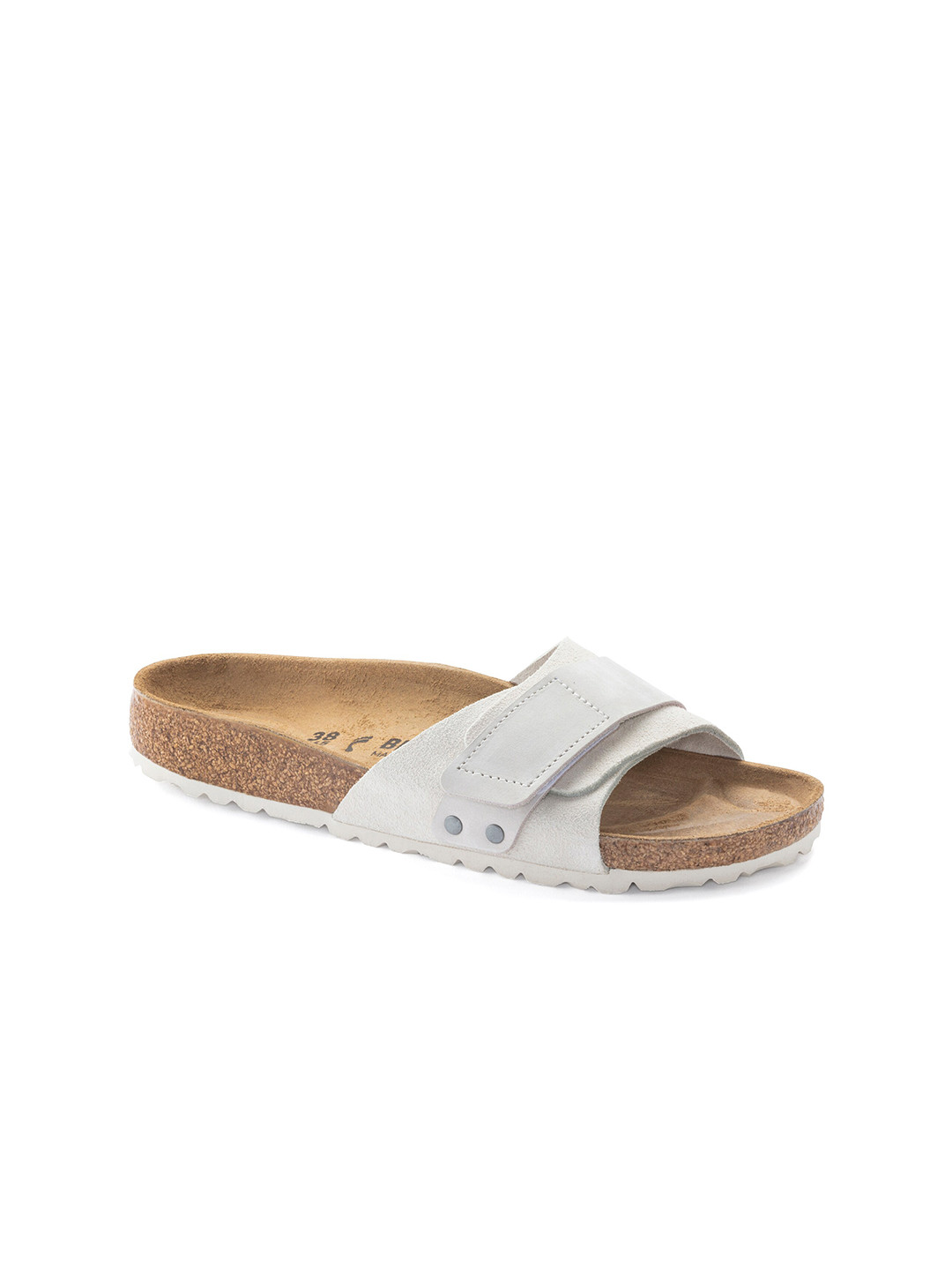 Birkenstock Oita Antique White Narrow Width Suede Leather One-Strap Sandals