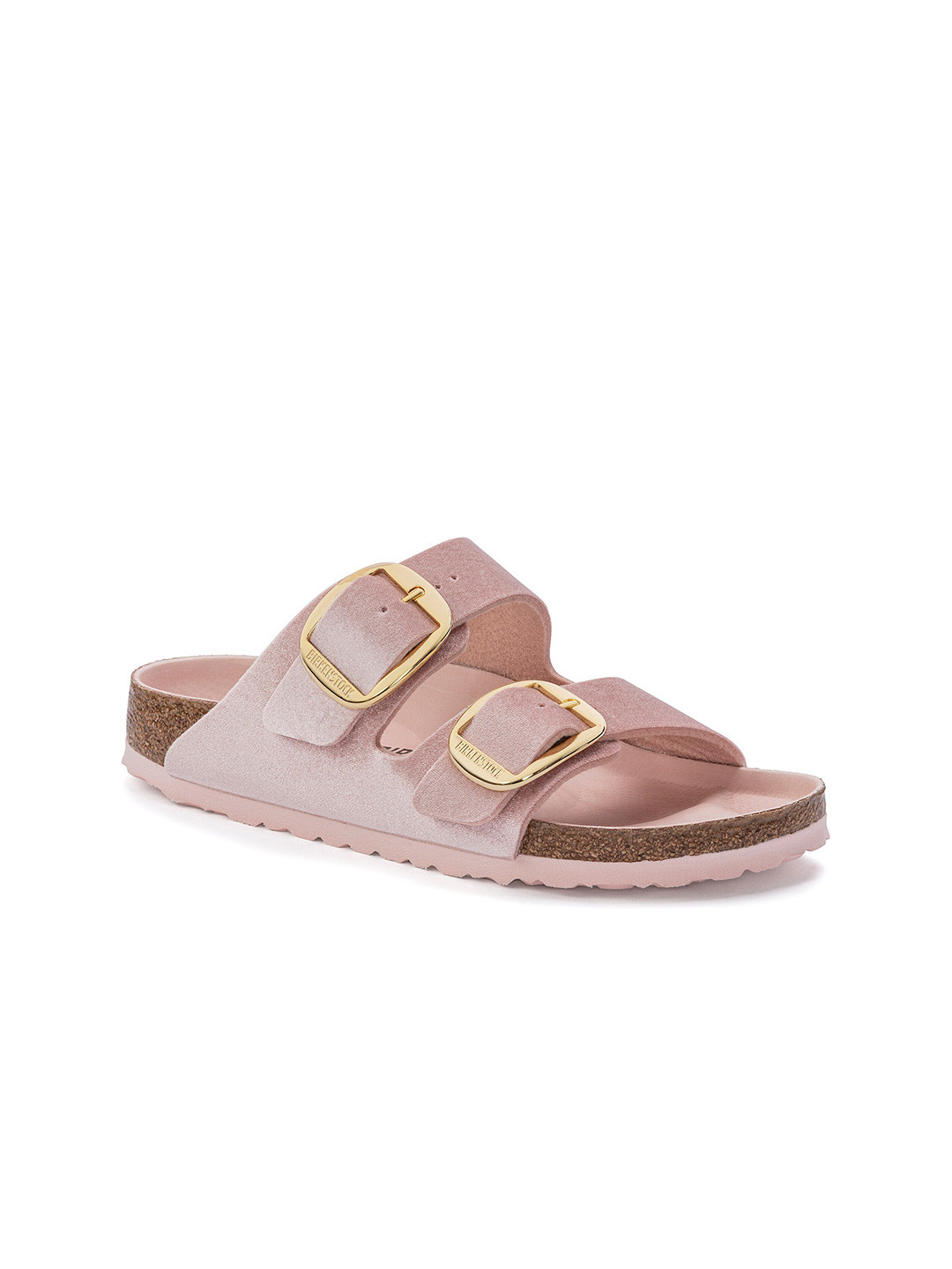 Birkenstock Arizona Big Buckle Light Rose Narrow Width Velvet Two-Strap Sandals