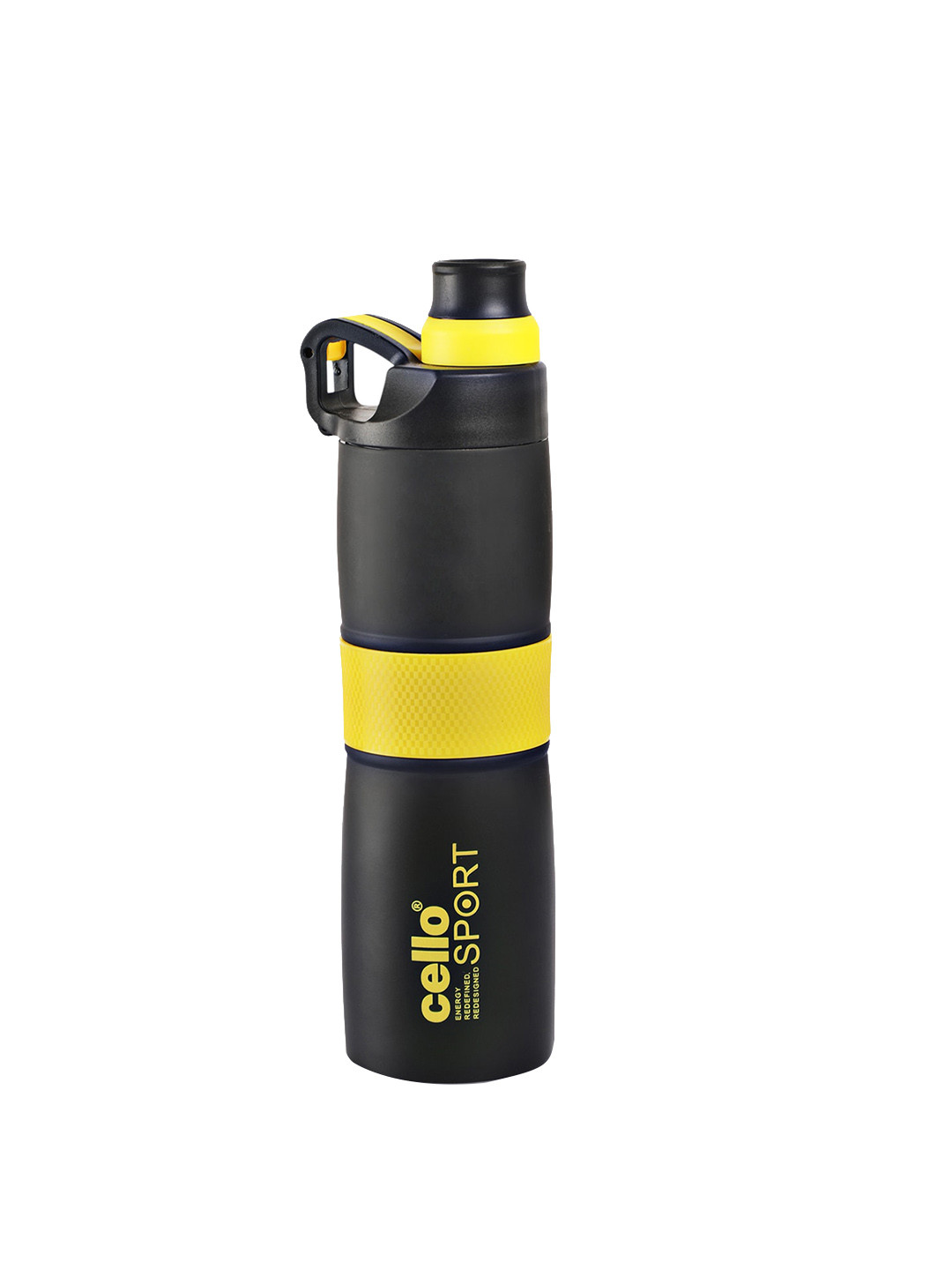 Cello Force Yellow Colored & Black Leak Proof & Double Wall Water Bottle 700ml