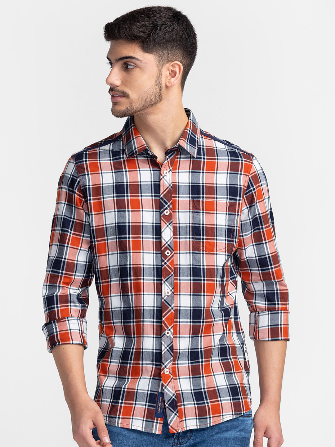 Being Human Cotton Slim Fit Tartan Checked Casual Shirt