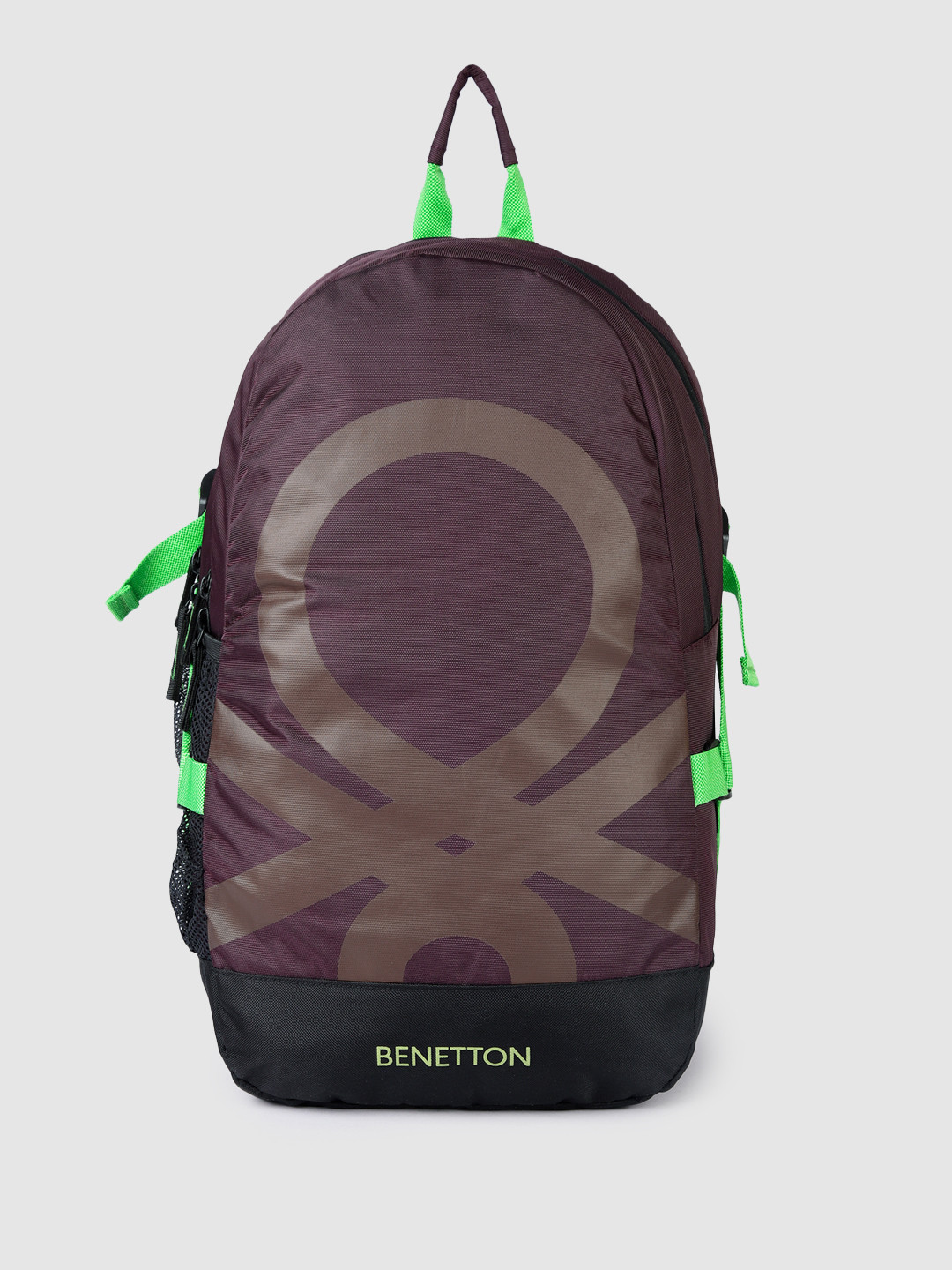 United Colors of Benetton Unisex Brand Logo Print Laptop Backpack with Compression Straps