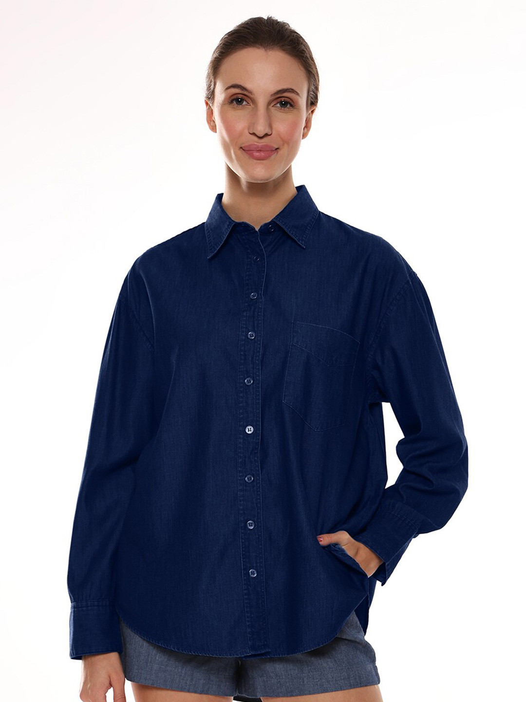 Gazillion Spread Collar Relaxed Denim Casual Shirt