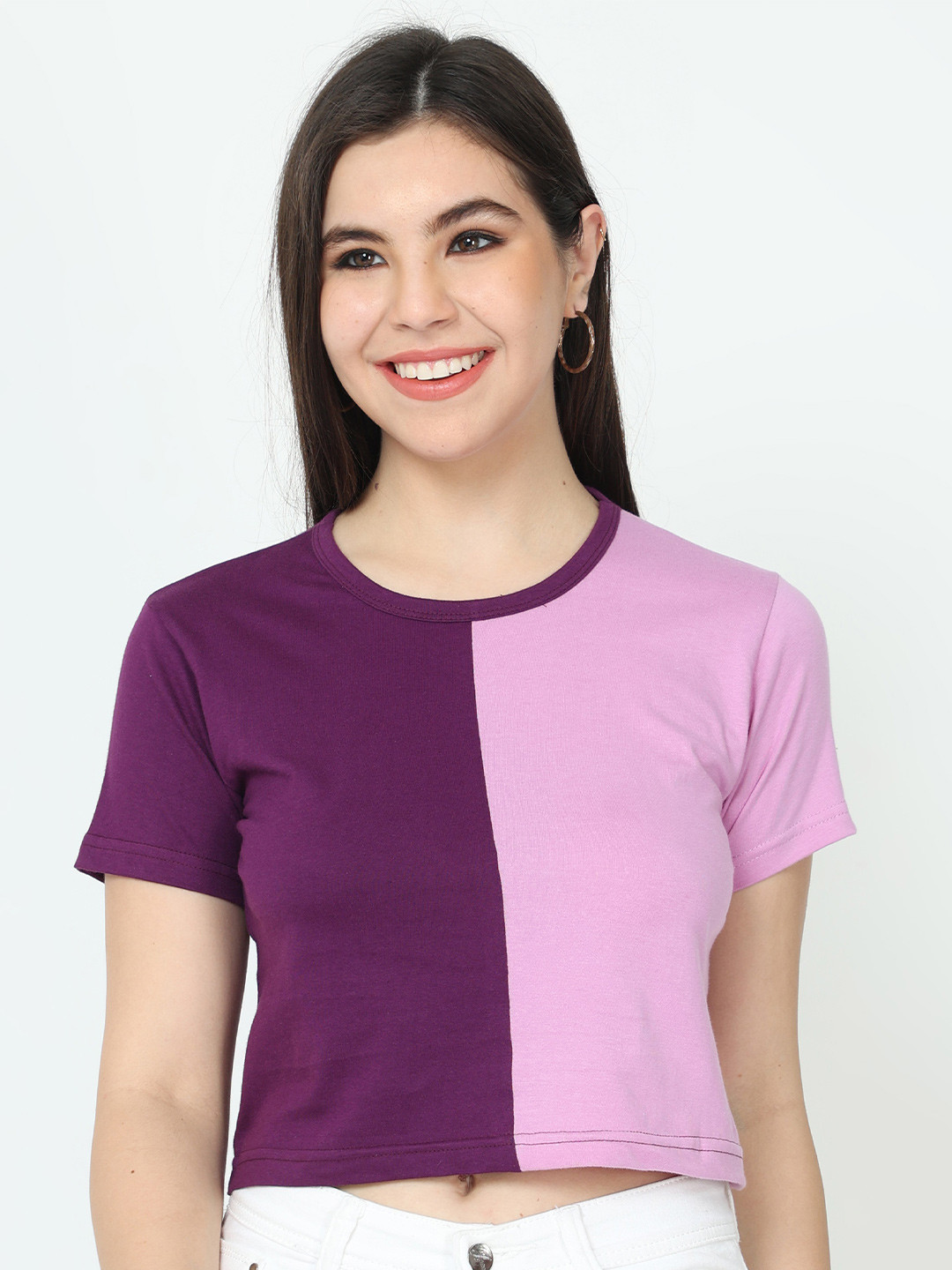 Fleximaa Round Neck Pure Cotton Crop Top