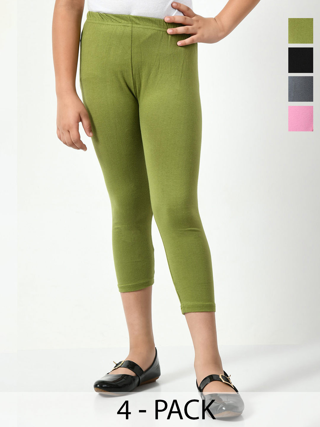 BAESD Girls Pack Of 5 Skinny Fit High-Rise Cotton Lycra Capris