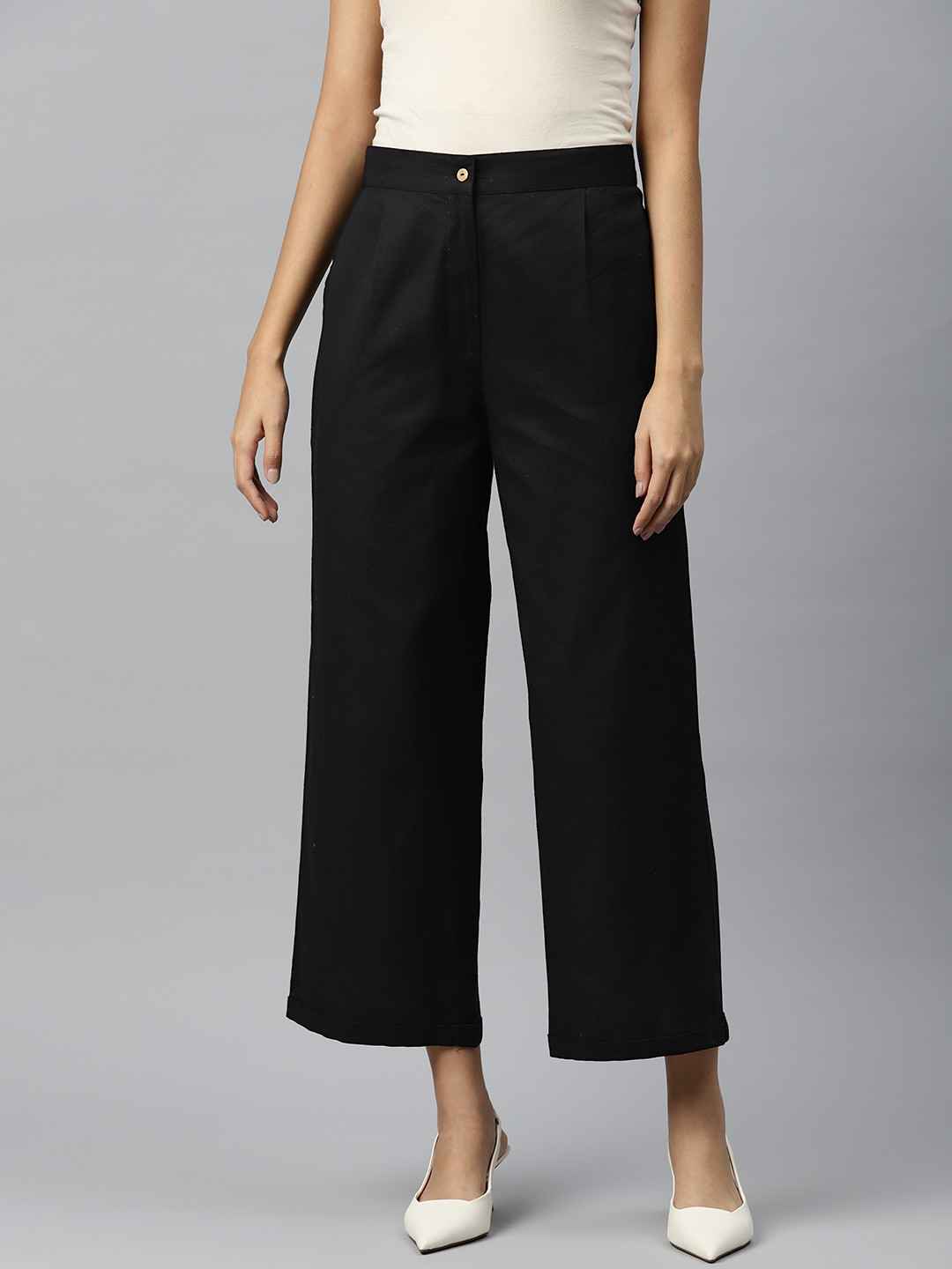 PIROH Women Pleated Wide Leg Trousers