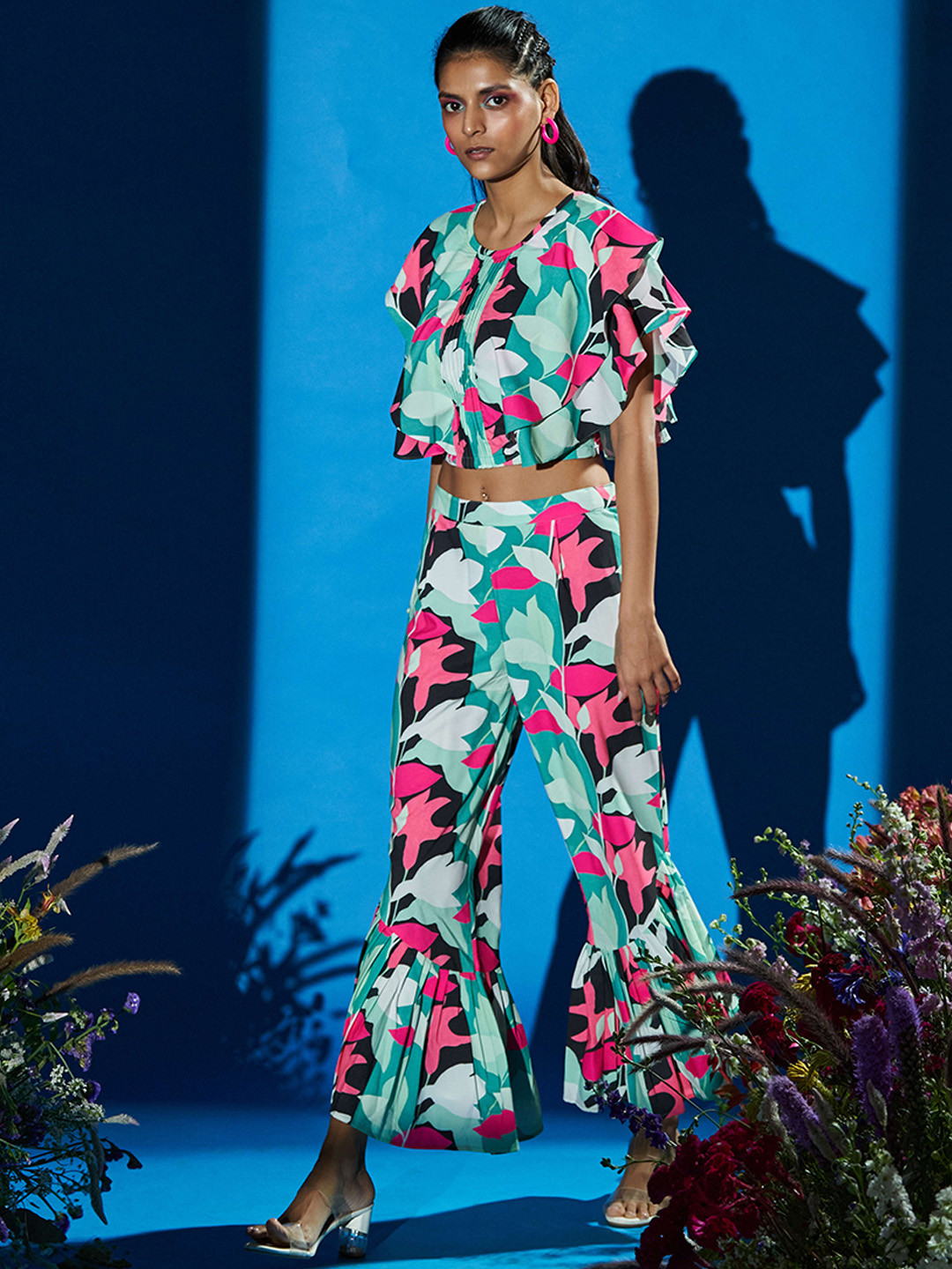 RAISIN Printed Round Neck Top With Trousers