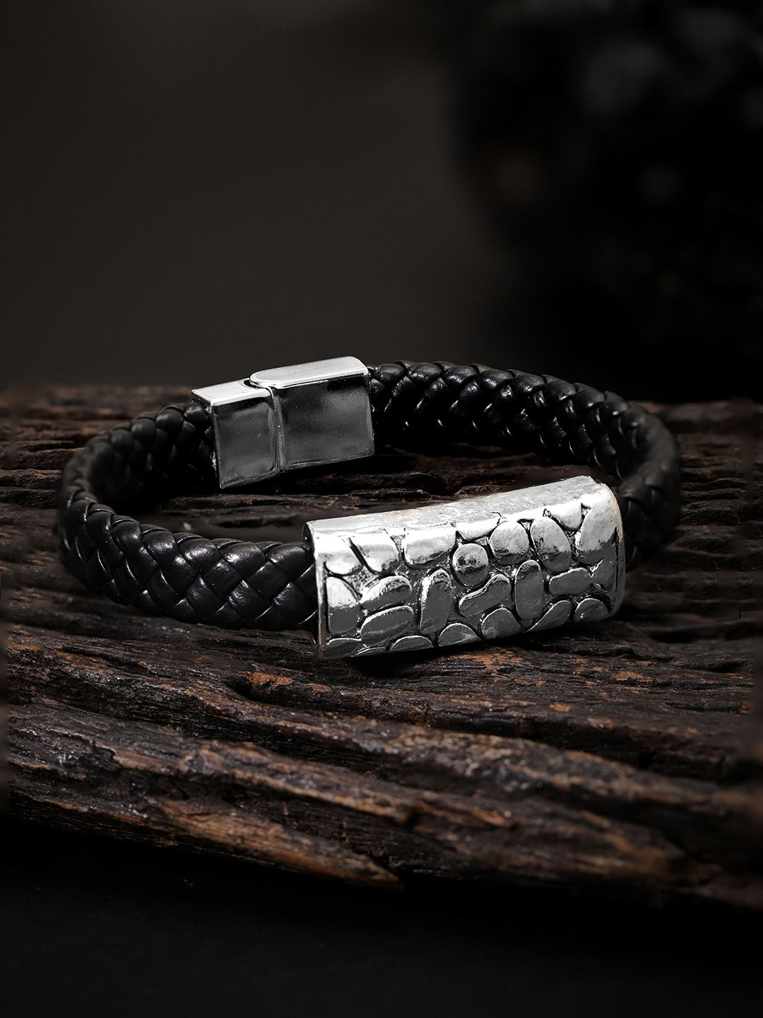 Roadster Men Braided Textured Charm Bracelet