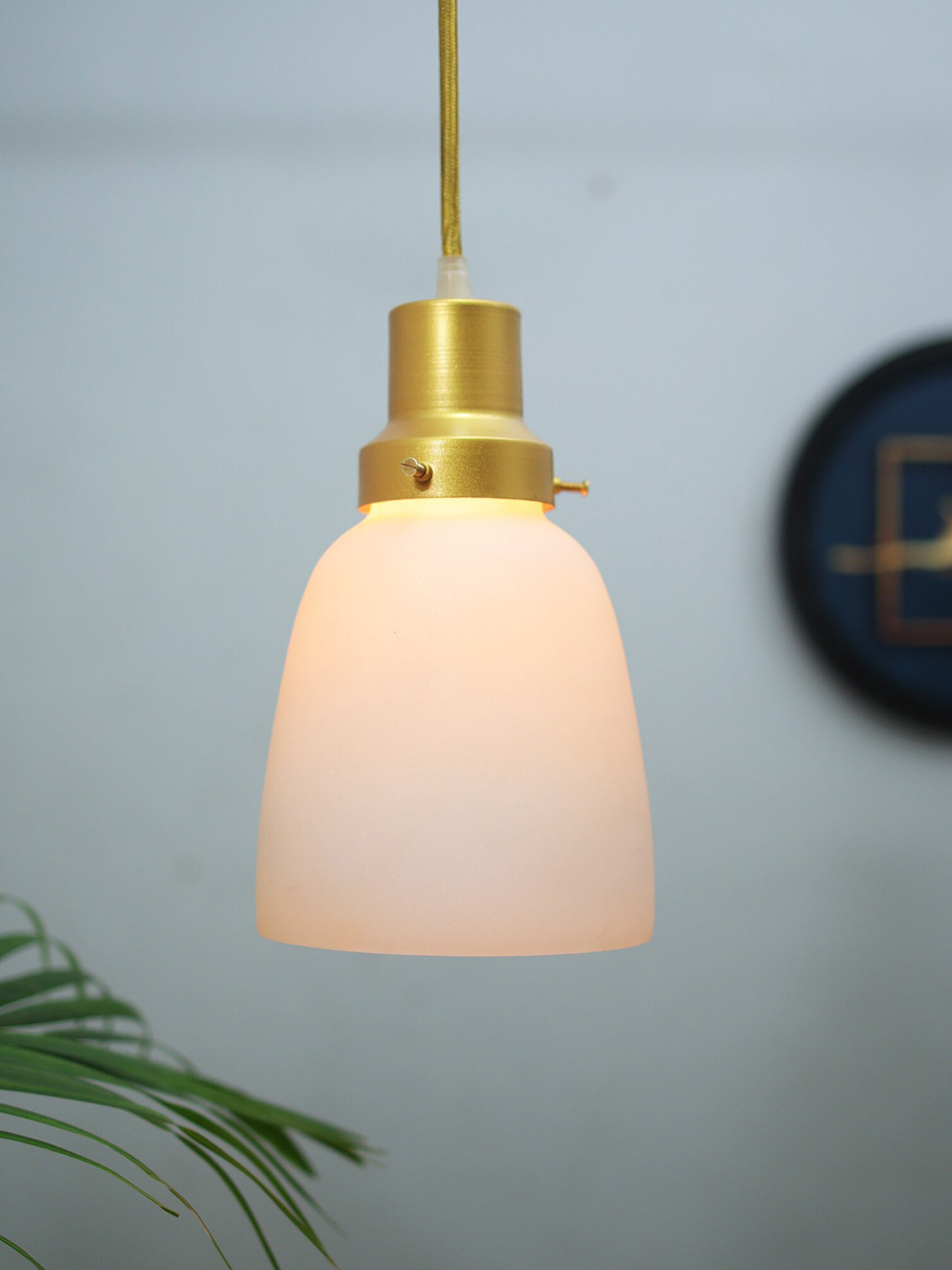 Homesake White Glass Pendant Light Adjustable Hanging Vintage Ceiling Lamp