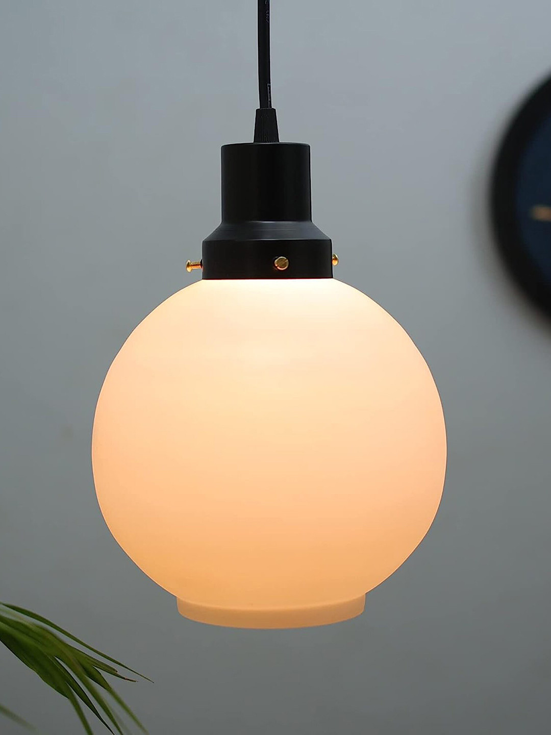 Homesake Black Glass Globe Pendant Light Adjustable Hanging Vintage Ceiling Lamp