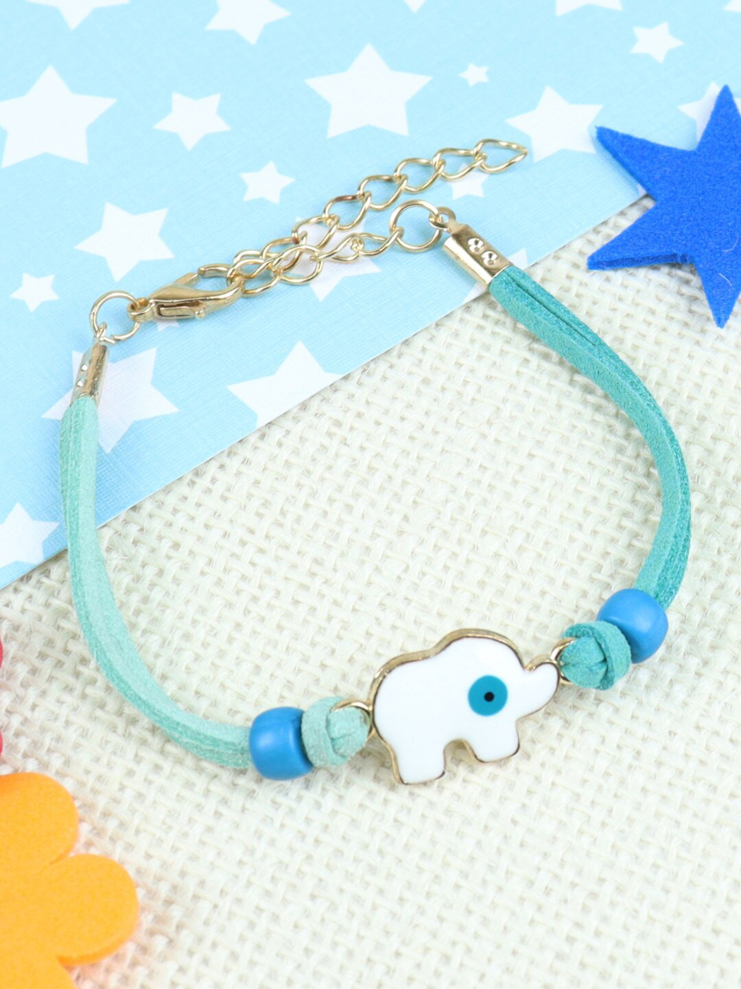 Asthetika Kids Elephant Evil Eye Bracelet Rakhi