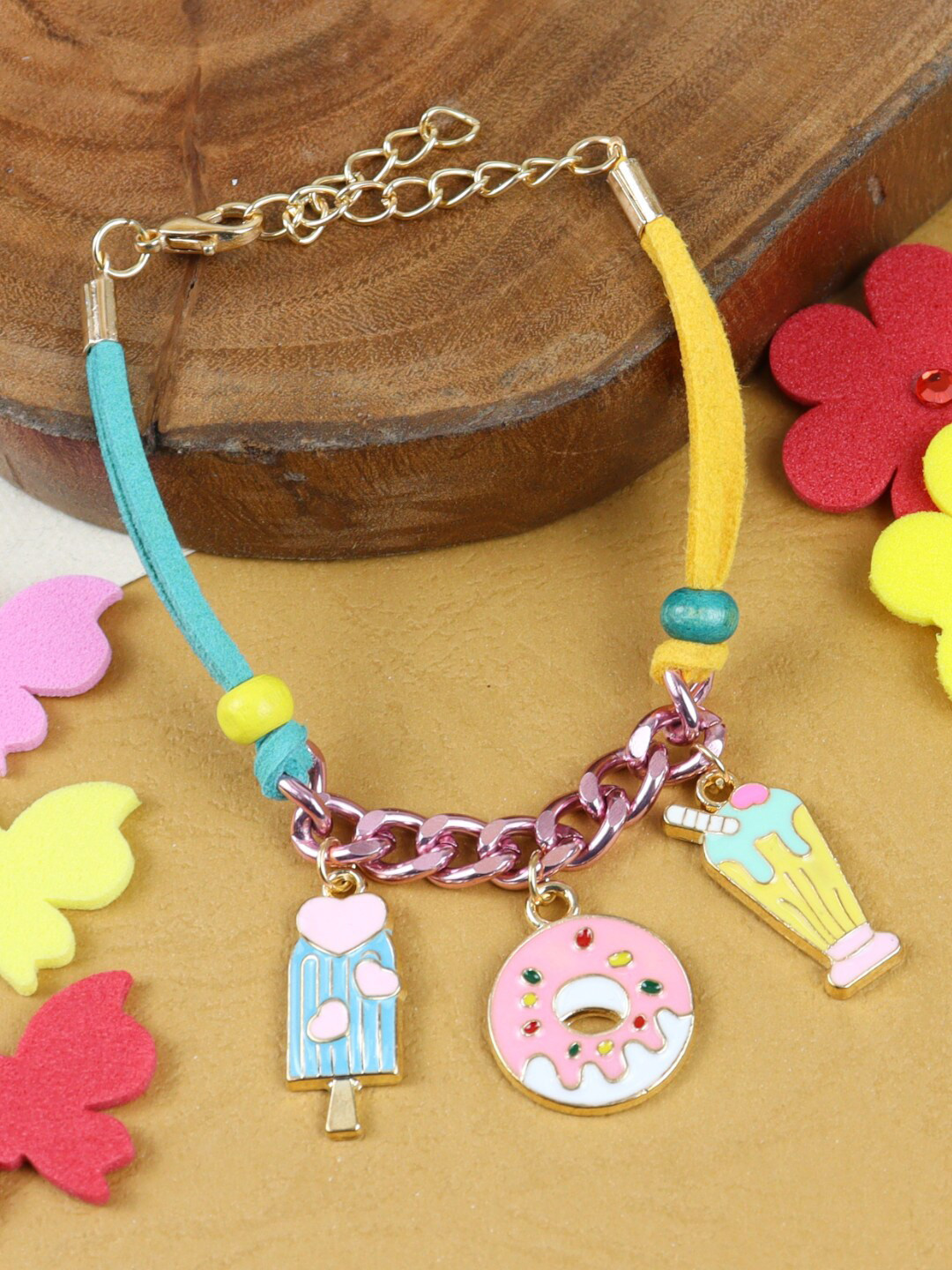 Asthetika Kids Ice-Cream Donut Multi-Charm Bracelet Rakhi