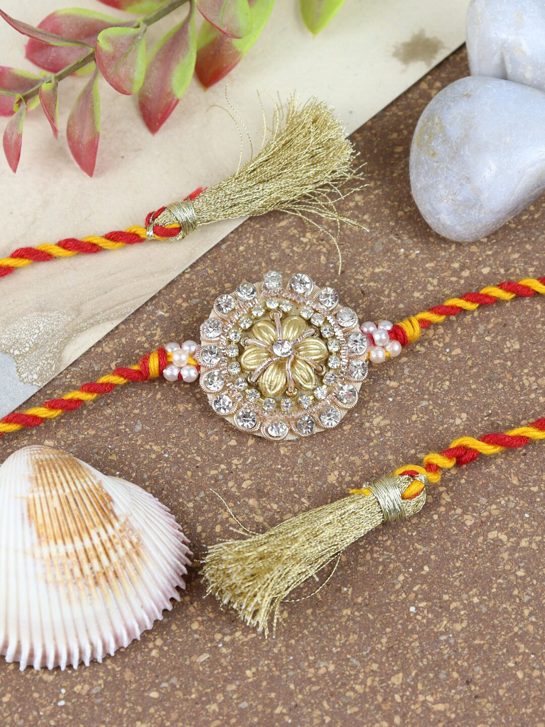 Asthetika Zardosi Embroidered Butti Classic Rakhi With Fancy Tassels