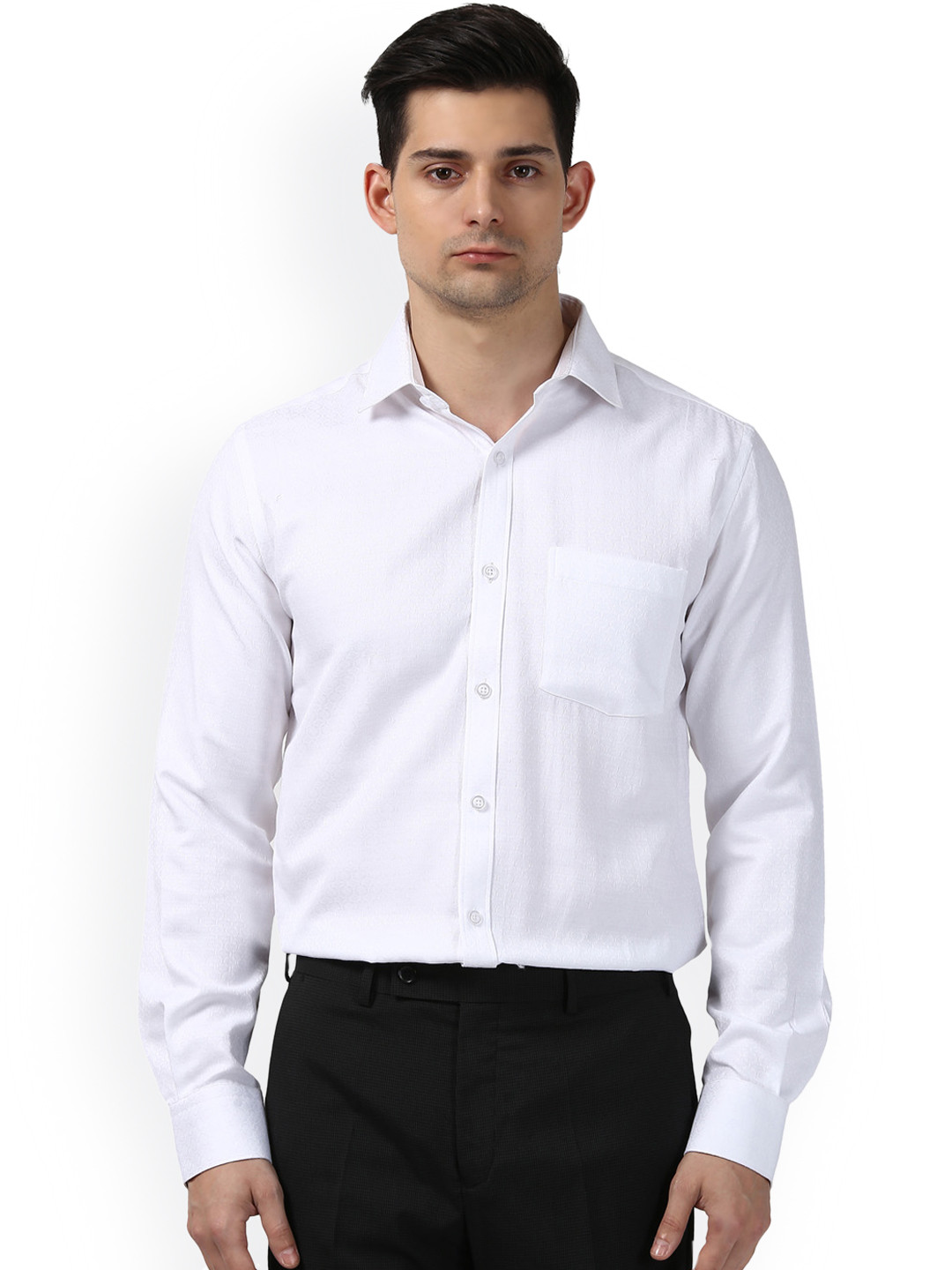 Buy Next Look Men White Slim Fit Self 