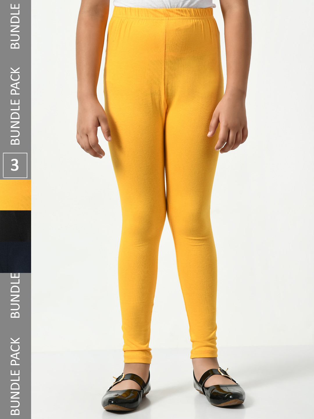 BAESD Girls Pack Of 3 Chudidar-Length Leggings