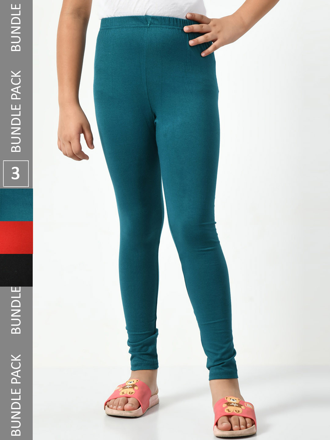 BAESD Girls Pack Of 3 Chudidar-Length Leggings