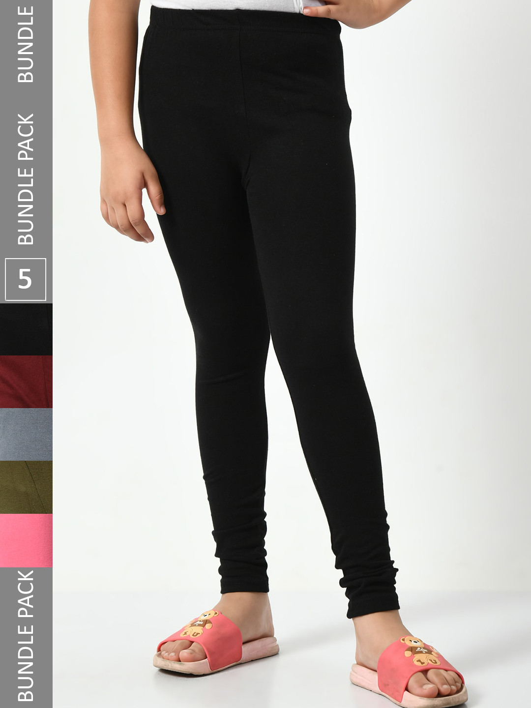 BAESD Girls Pack Of 5 Churithar-Length Leggings