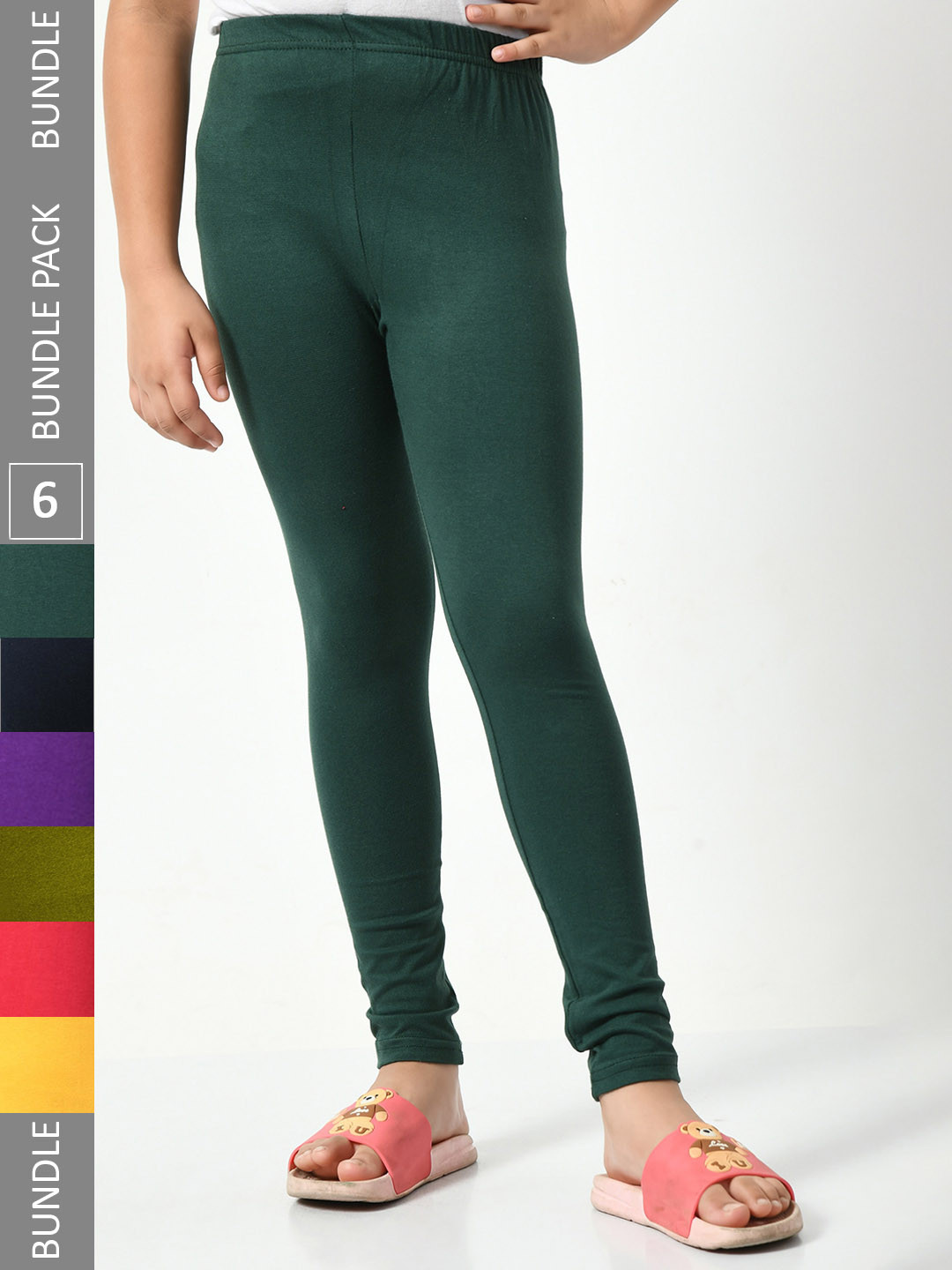 BAESD Girls Pack Of 6 Churidar-Length Leggings