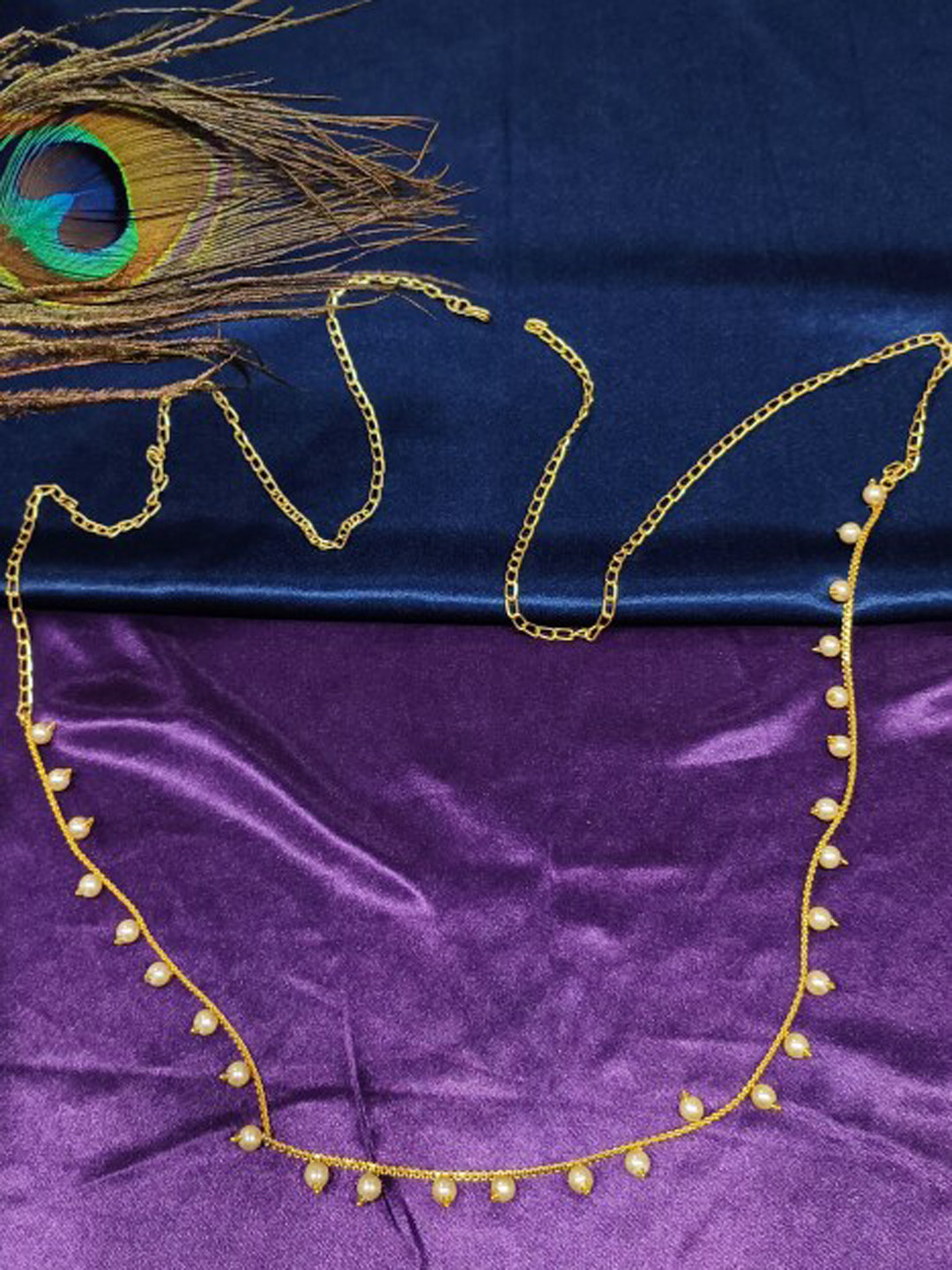 FEMMIBELLA Gold-Plated Pearl Kamarbandh Waist Chain