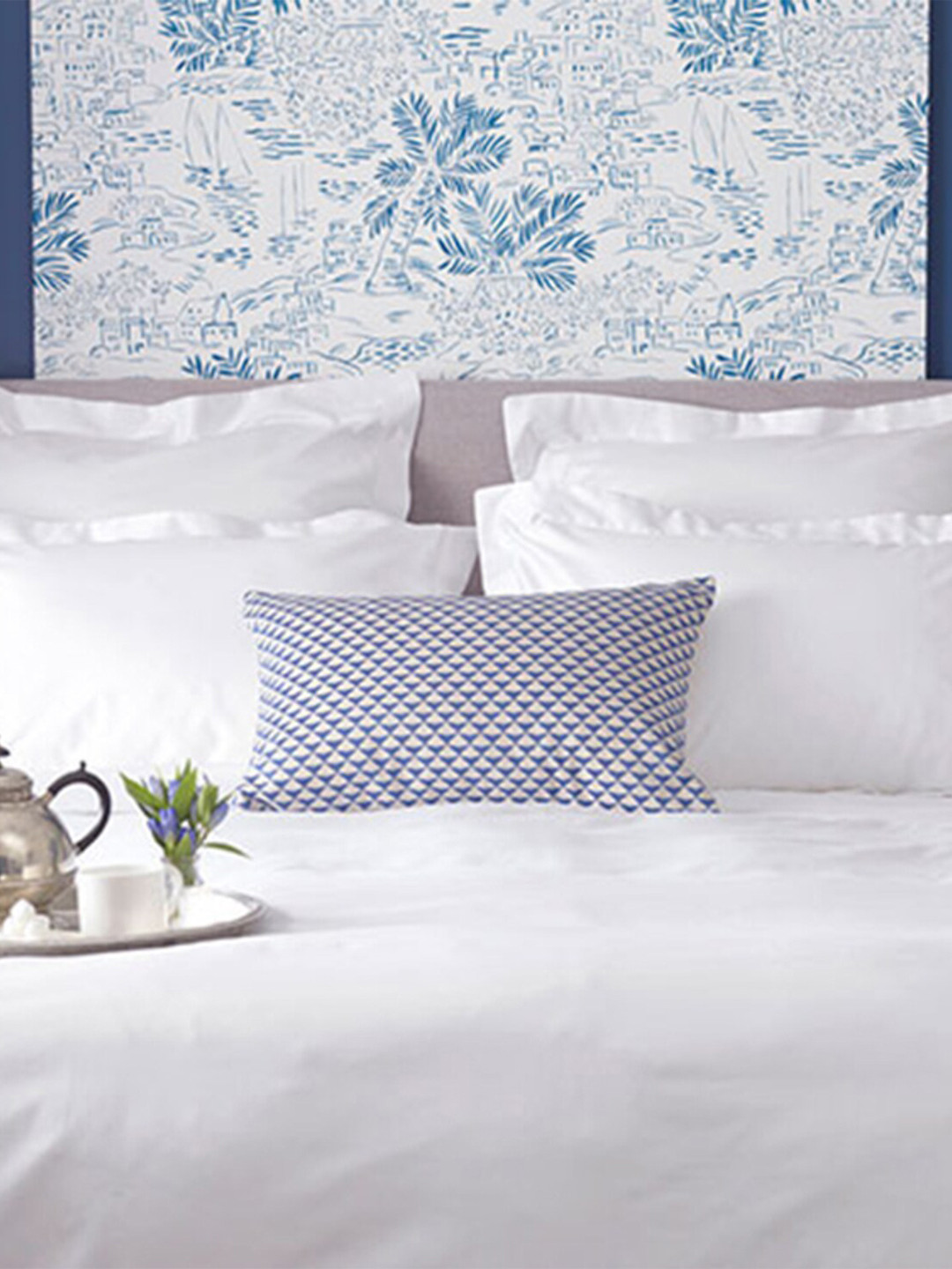 Lali Prints White Solid Cotton 300 TC Queen Fine Bedsheet with 2 Pillow Covers-254 x 274 cm