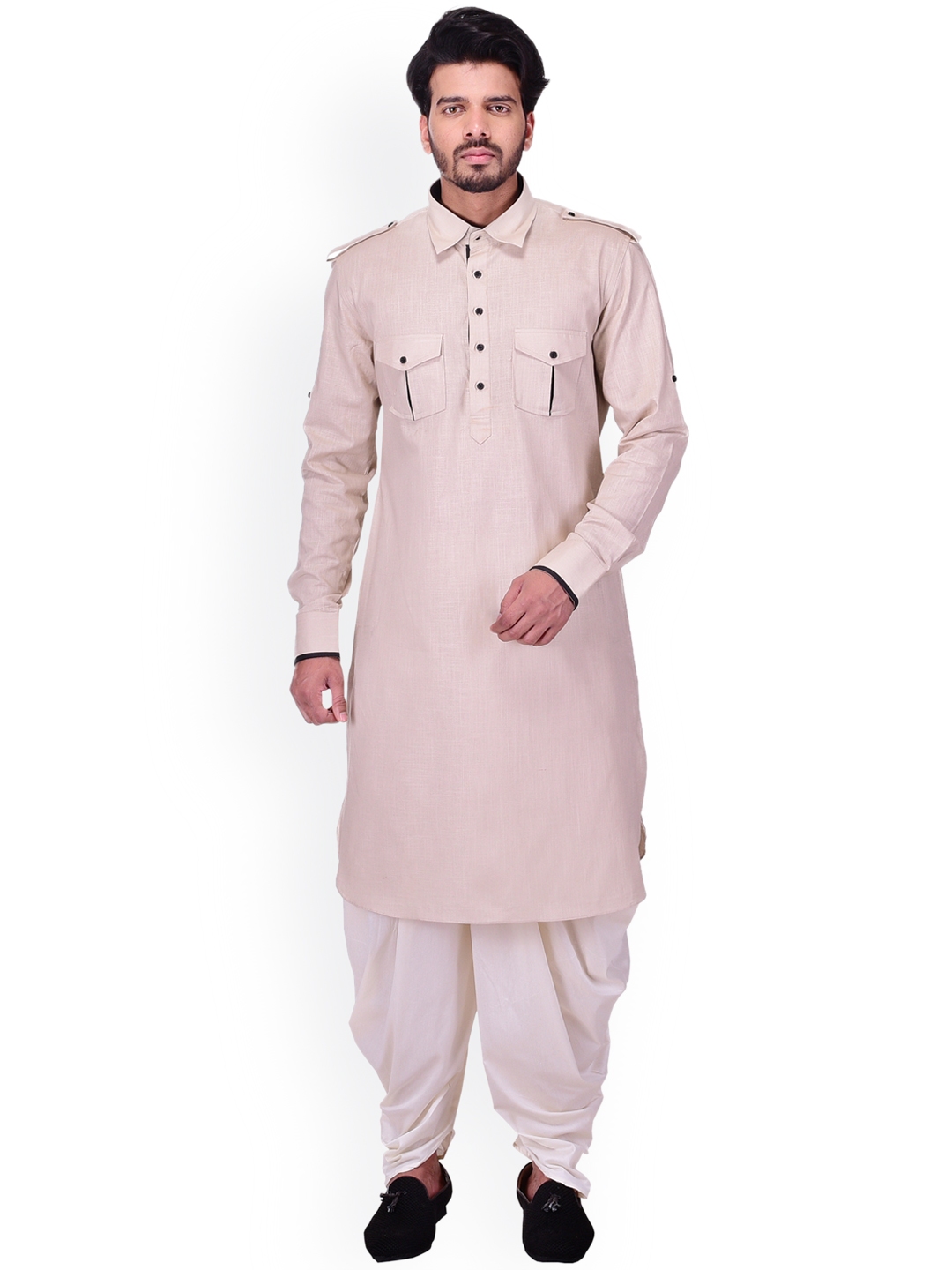 Buy Manyavar Men Beige Solid Pathani Kurta Kurtas for Men