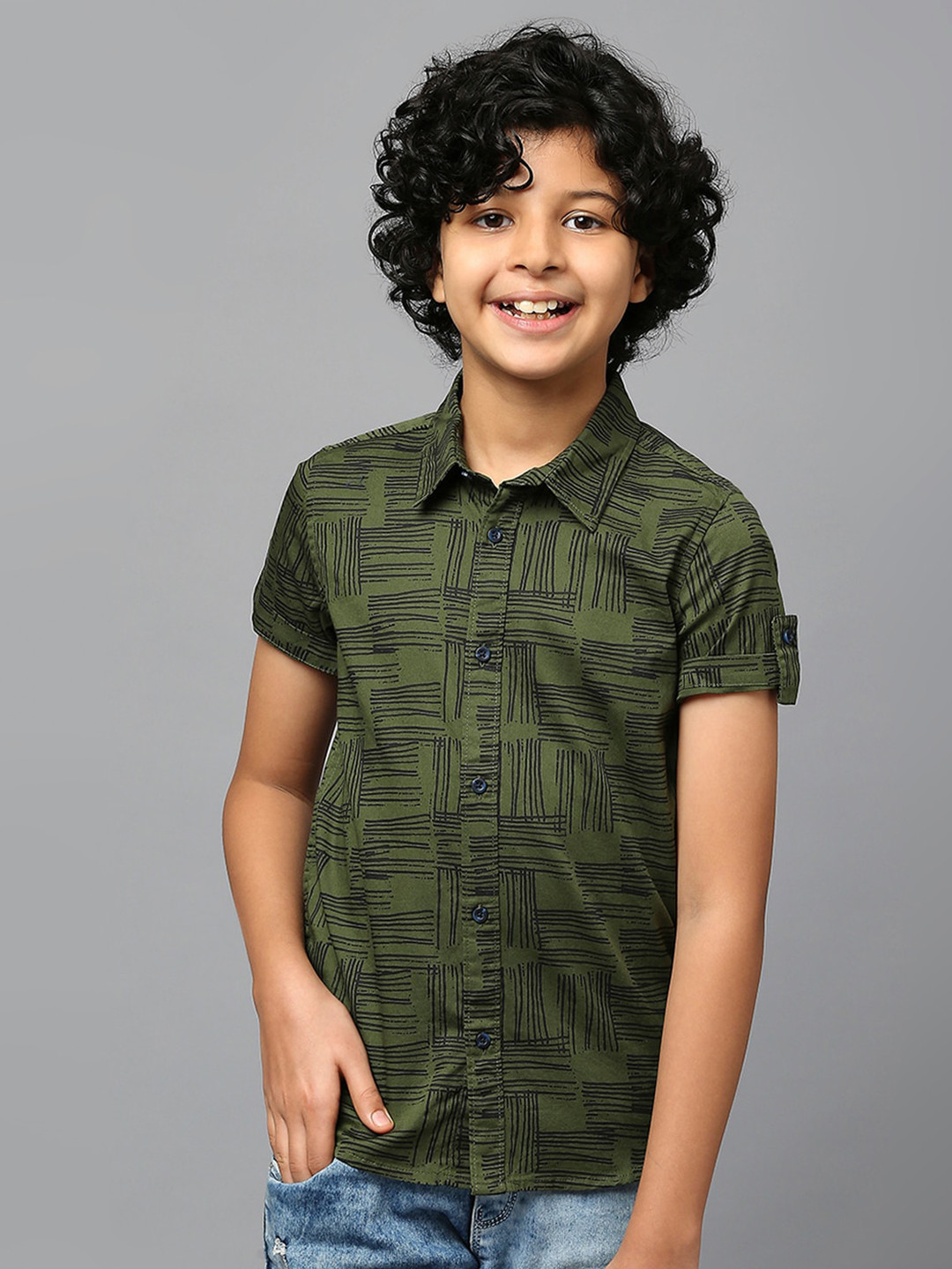 Killer Boys Classic Abstract Printed Roll Up Sleeve Pure Cotton Casual Shirt