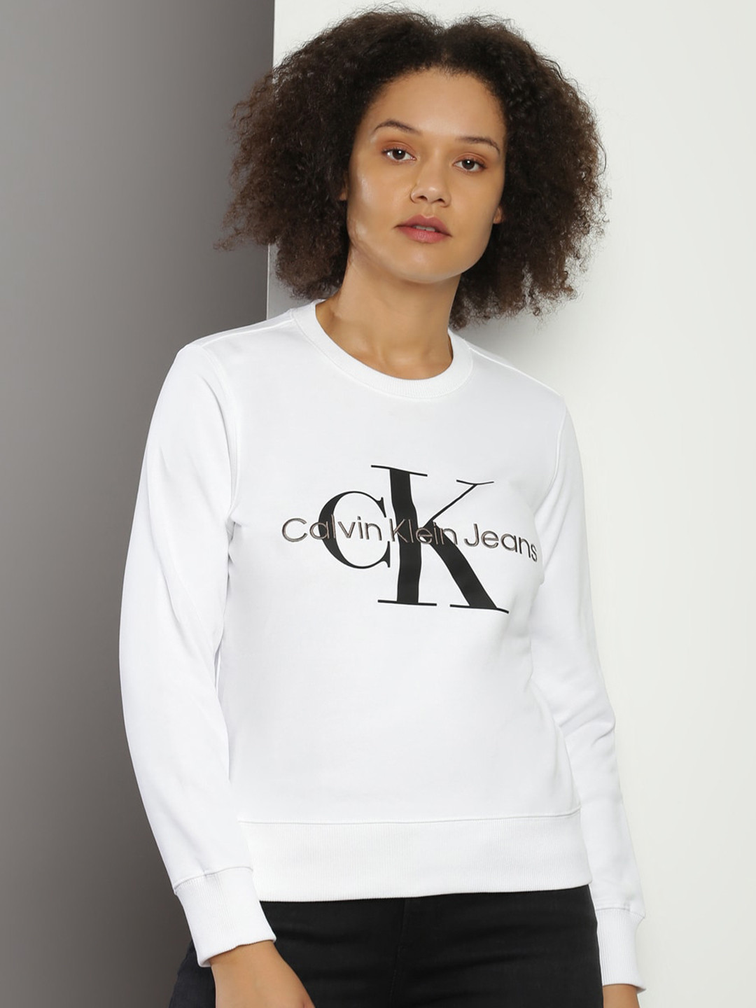 Calvin Klein Jeans Typography Printed & Embroidered Pure Cotton Sweatshirt