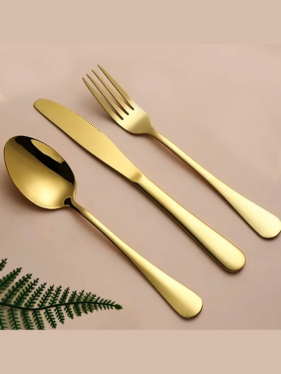 BonZeaL 6 pcs Gold Premium Stainless Steel Luxury Cutlery Set