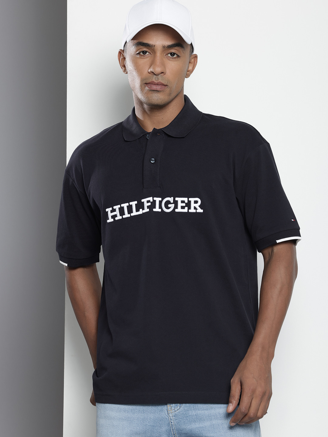 Tommy Hilfiger Pure Cotton Embroidered Archive Fit Drop-Shoulder Sleeves T-shirt