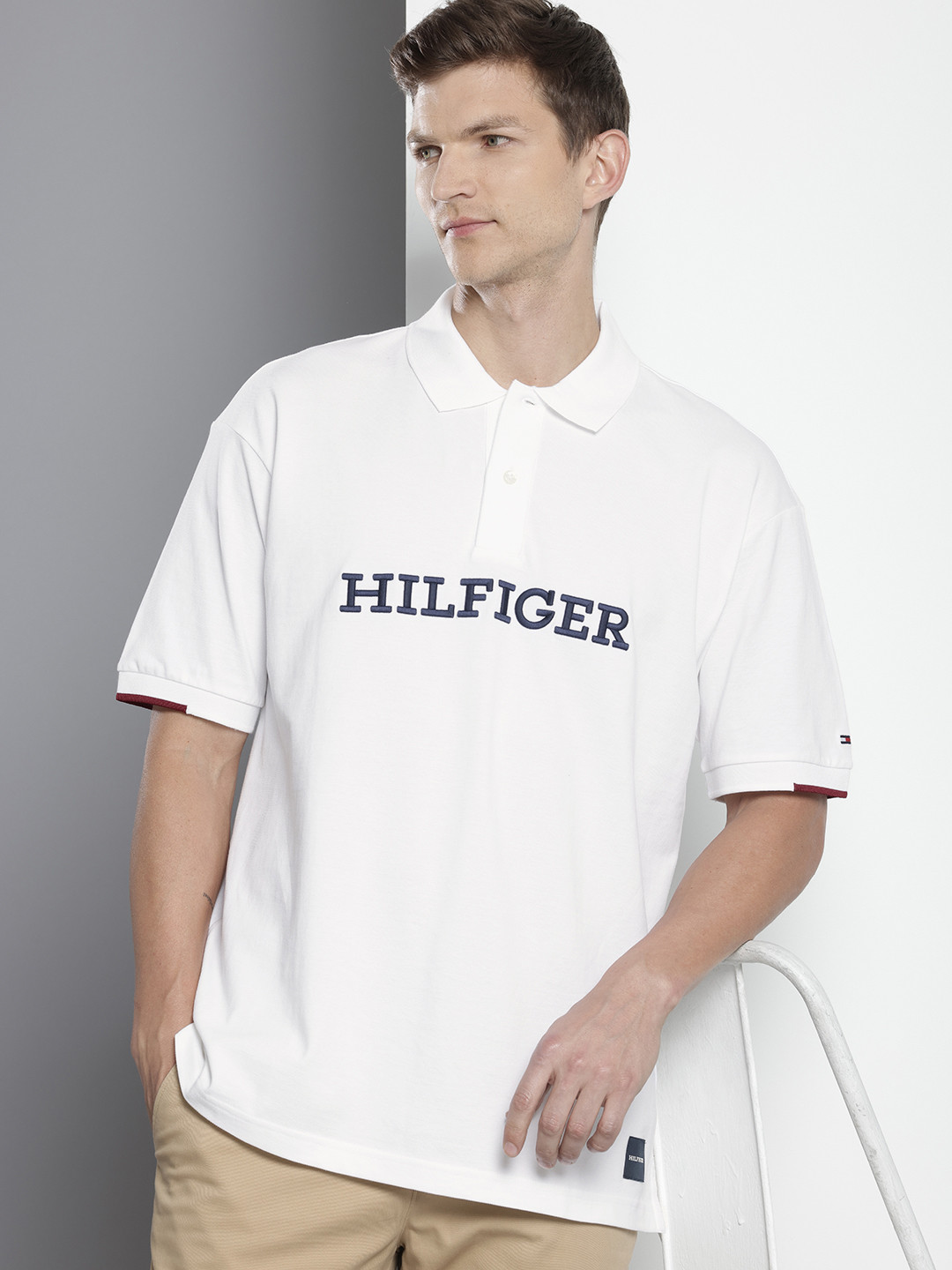 Tommy Hilfiger Pure Cotton Embroidered Archive Fit Drop-Shoulder Sleeves T-shirt