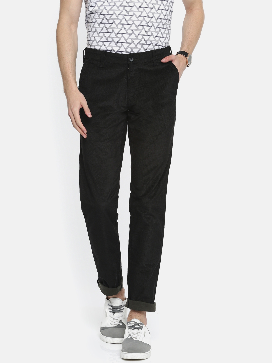 Buy Parx Khaki Blend Slim Fit Flat Front Trousers for Men Online  Tata CLiQ