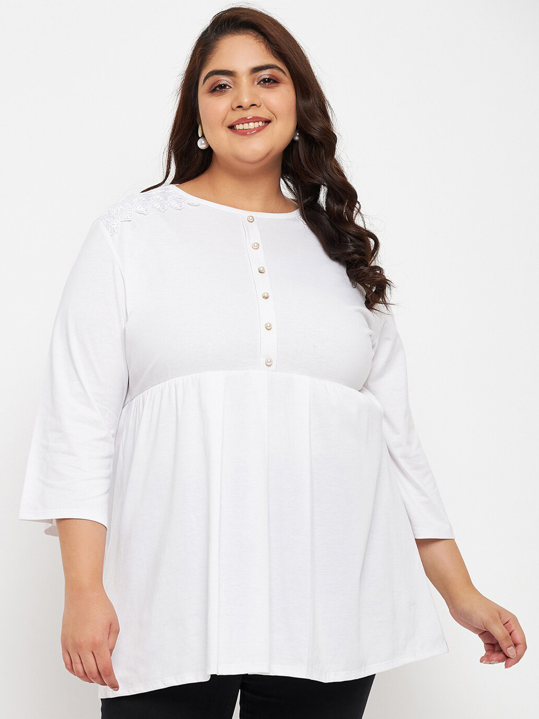 Adobe Plus Size Pleated Empire Longline Top