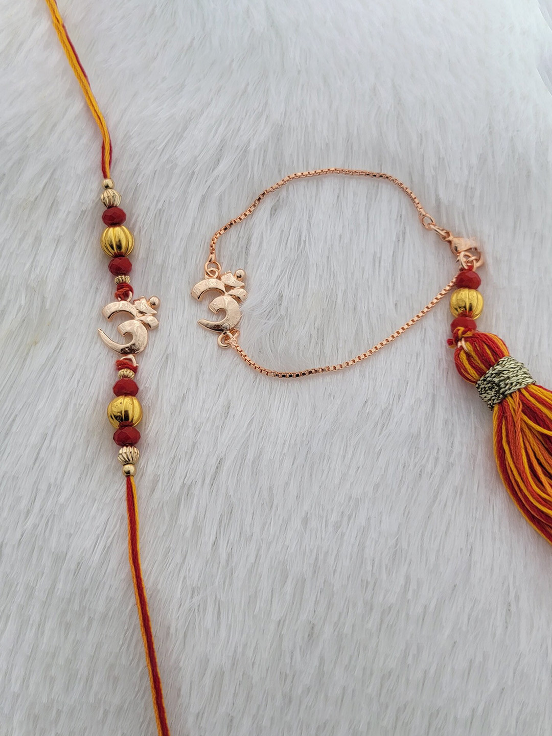 Mahi Om Couple Tasseled Rakhi