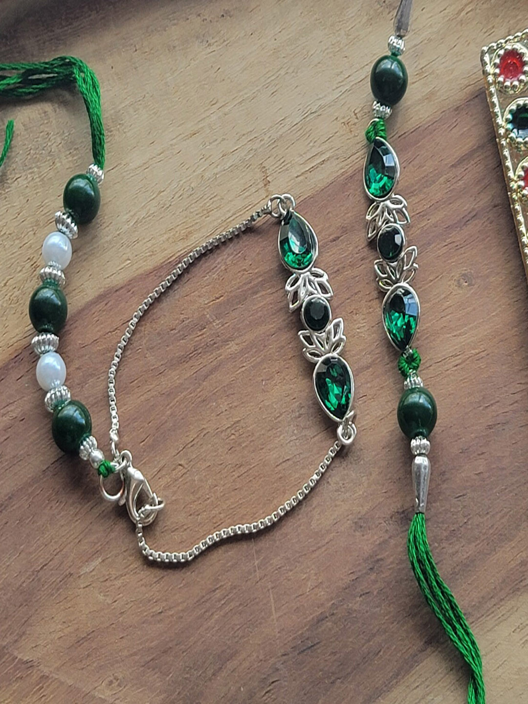 Mahi Set Of 2 Elegant Stone-Studded Charm Tie-Up Rakhis