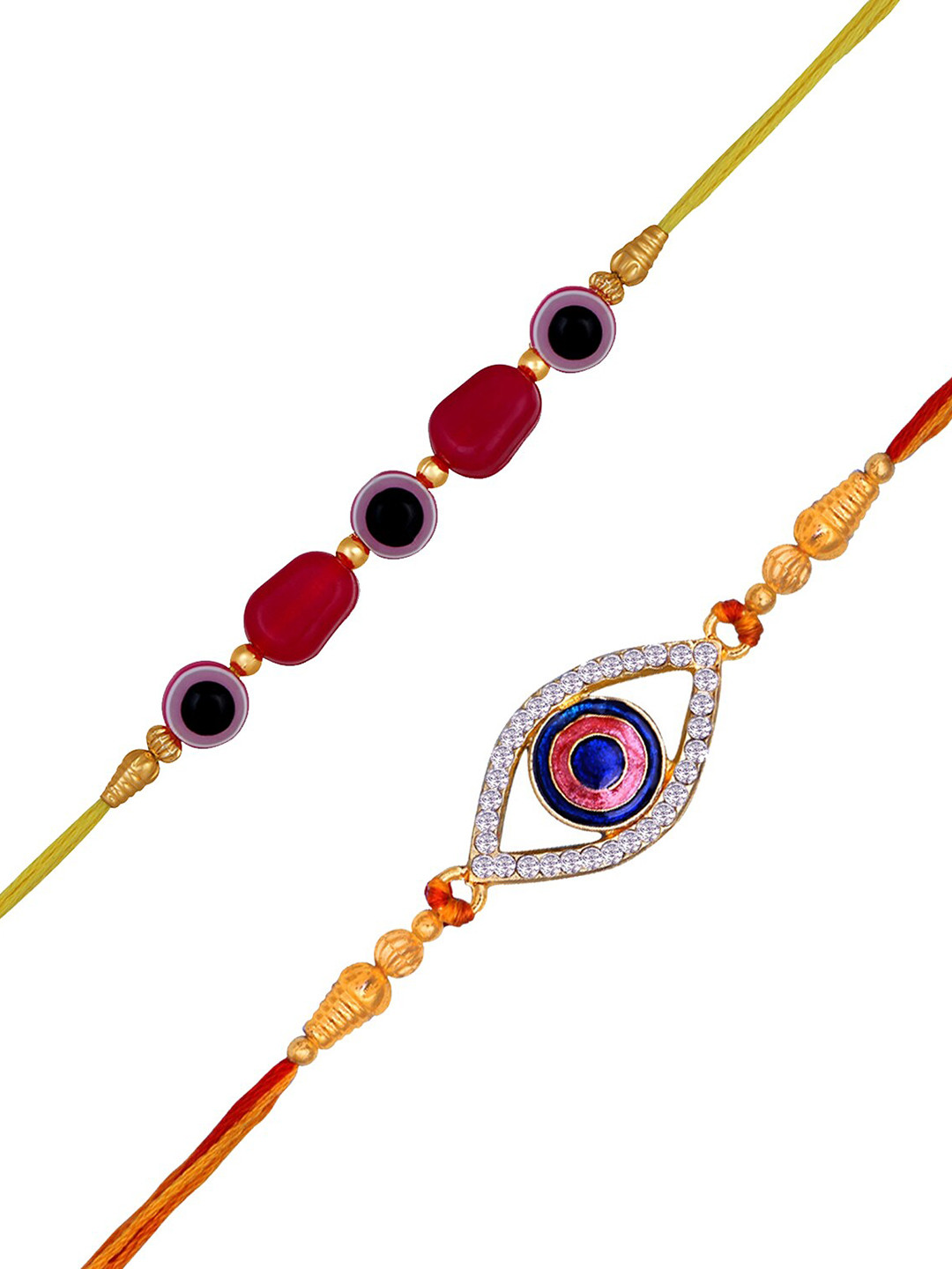 Mahi Set Of 2 Evil Eye & Nazariya Meenakari Charm Thread Rakhis