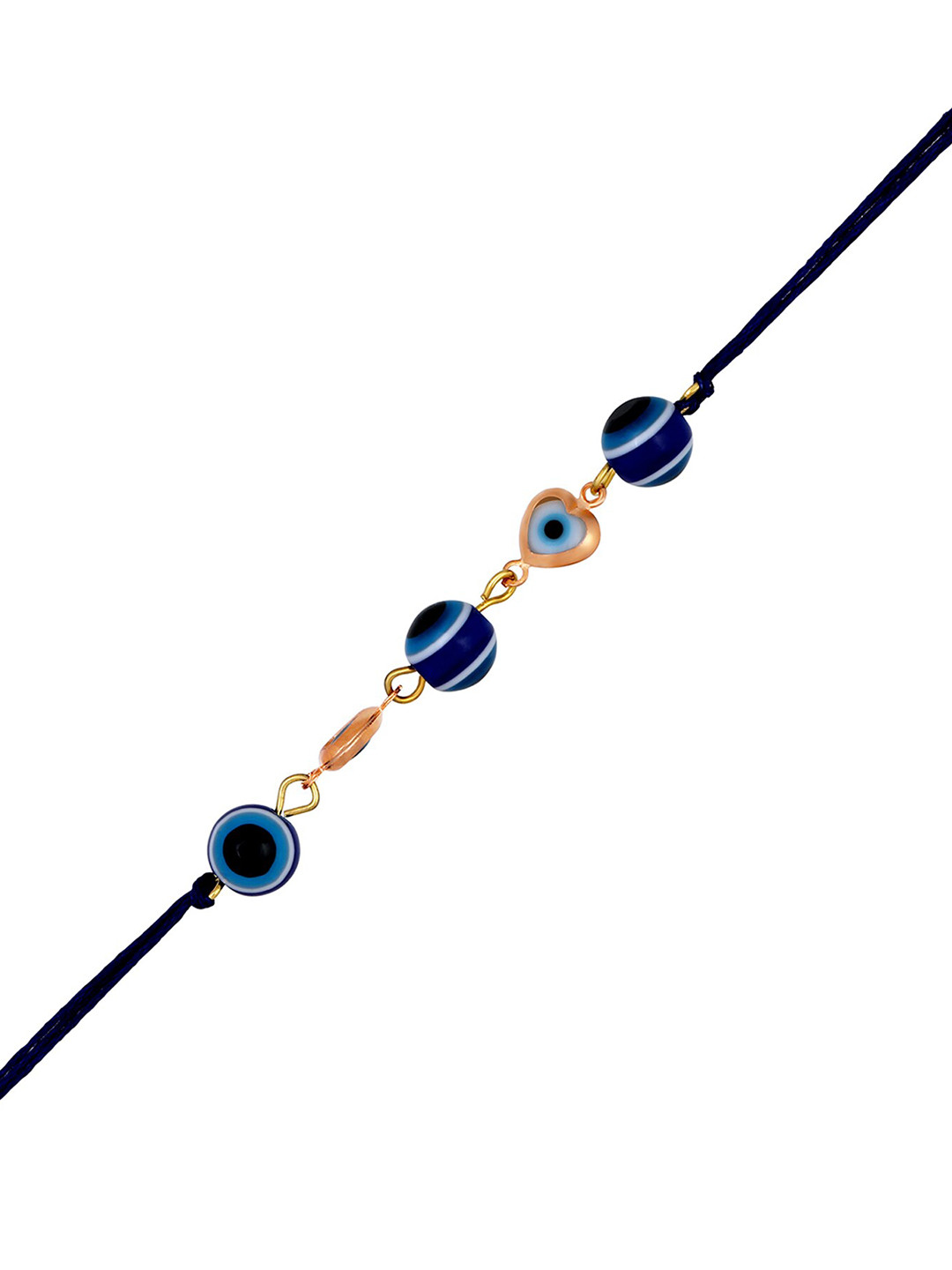 Mahi Men Blue Auspicious Evil-Eye Tiny Hearts Wraparound Rakhi
