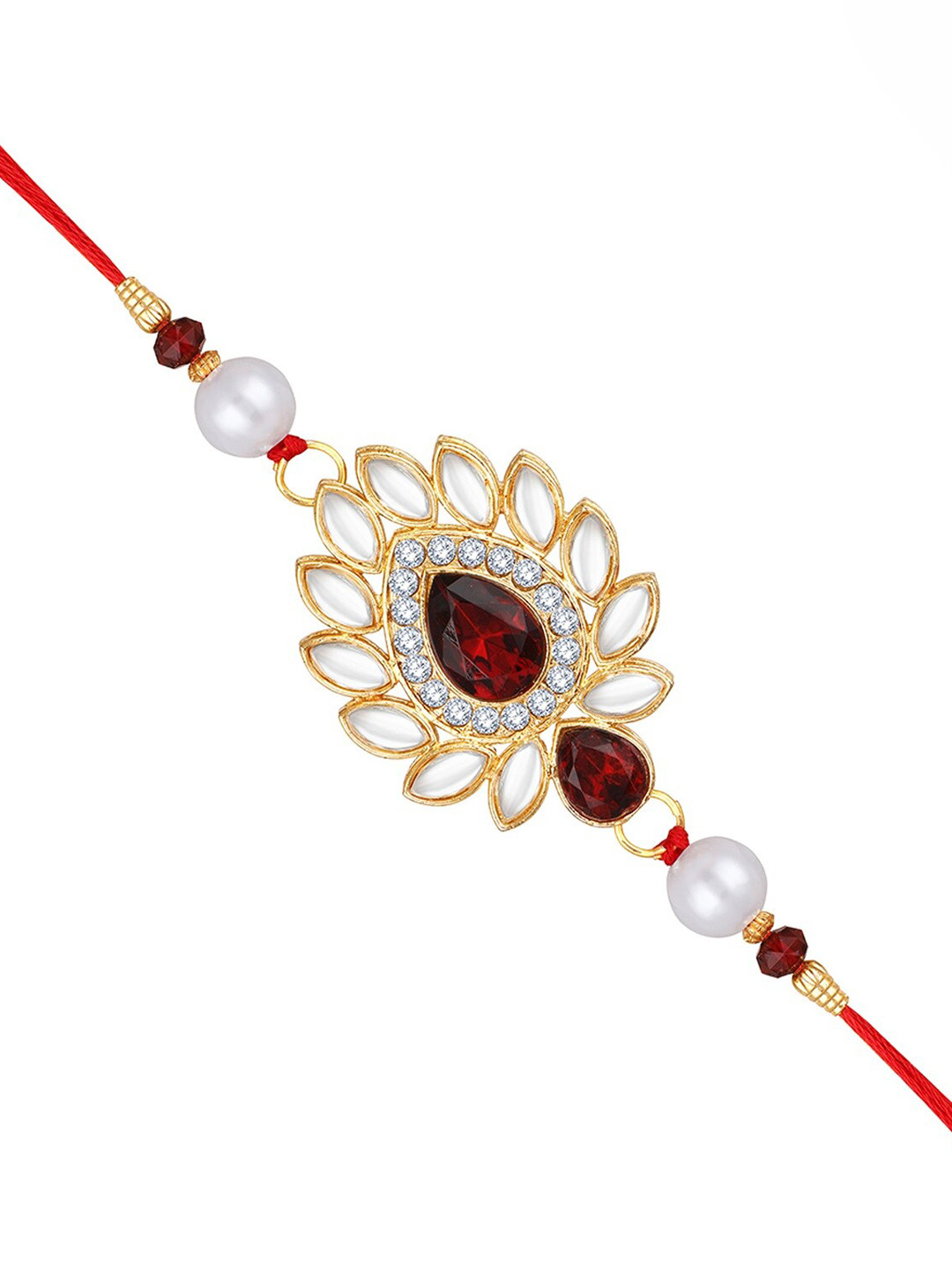 Mahi Stone Studded Leaf Shape Rakhi