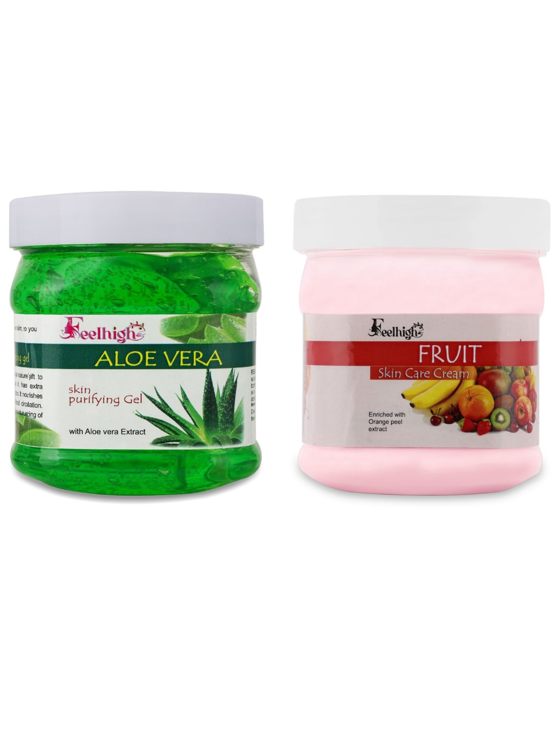 FEELHIGH Set Of 2 Face & Body Aloe Vera Gel & Fruit Cream-500ml Each