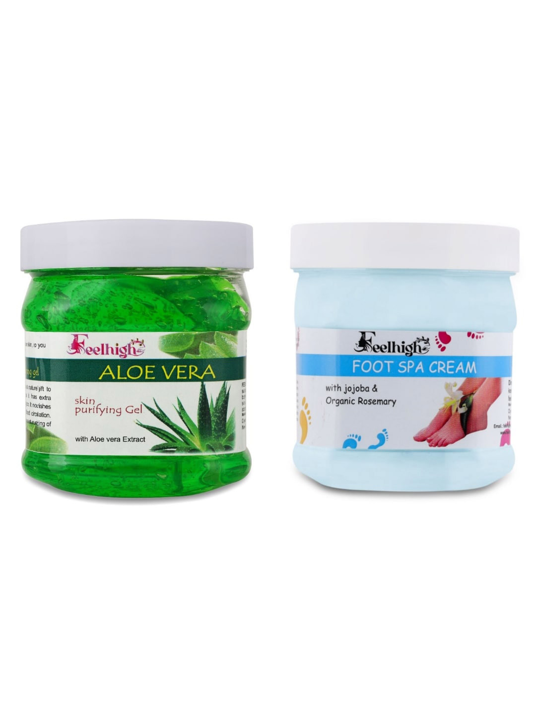 FEELHIGH Set of Aloe Vera Skin Purifying Face & Hair Gel + Foot Spa Cream - 500 ml Each