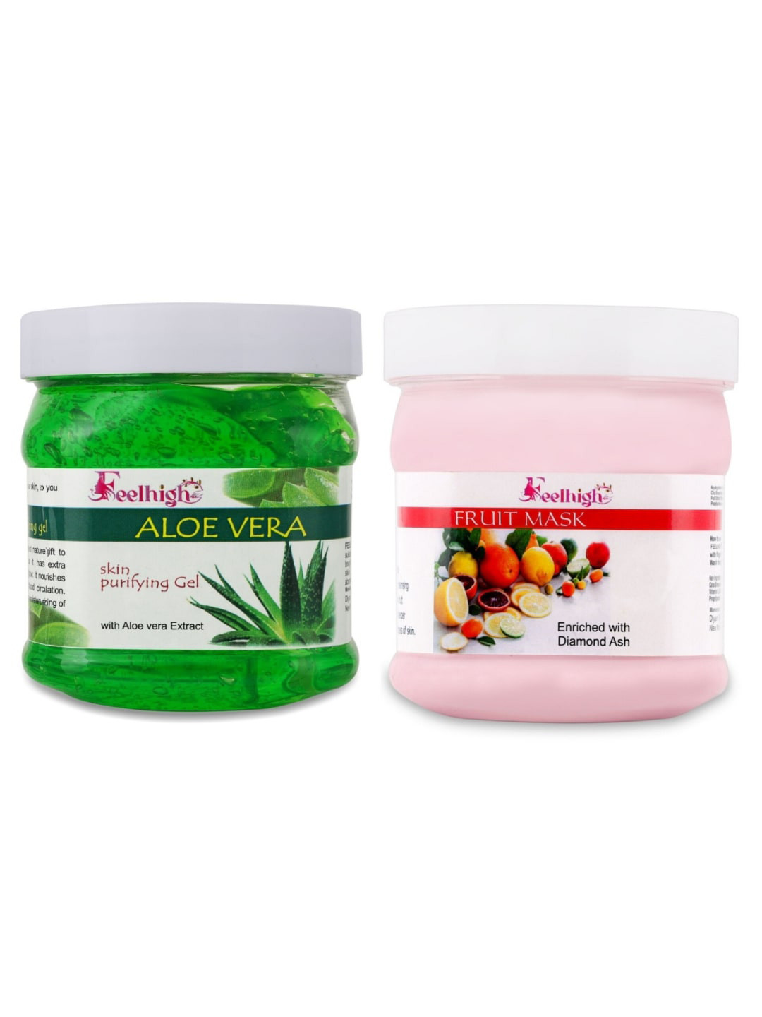 FEELHIGH Set of Aloe Vera Skin Purifying Face & Hair Gel + Fruit Face Mask - 500 ml Each