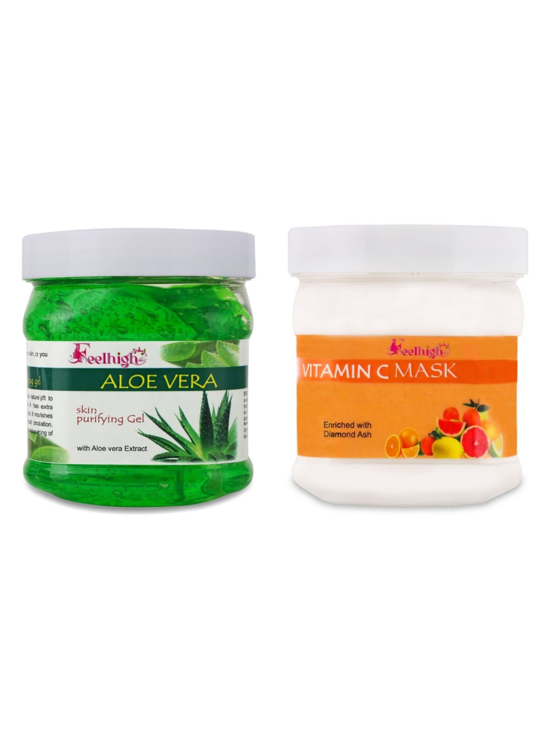 FEELHIGH Set of Aloe Vera Skin Purifying Face & Hair Gel+Vitamin C Face Mask - 500 ml Each