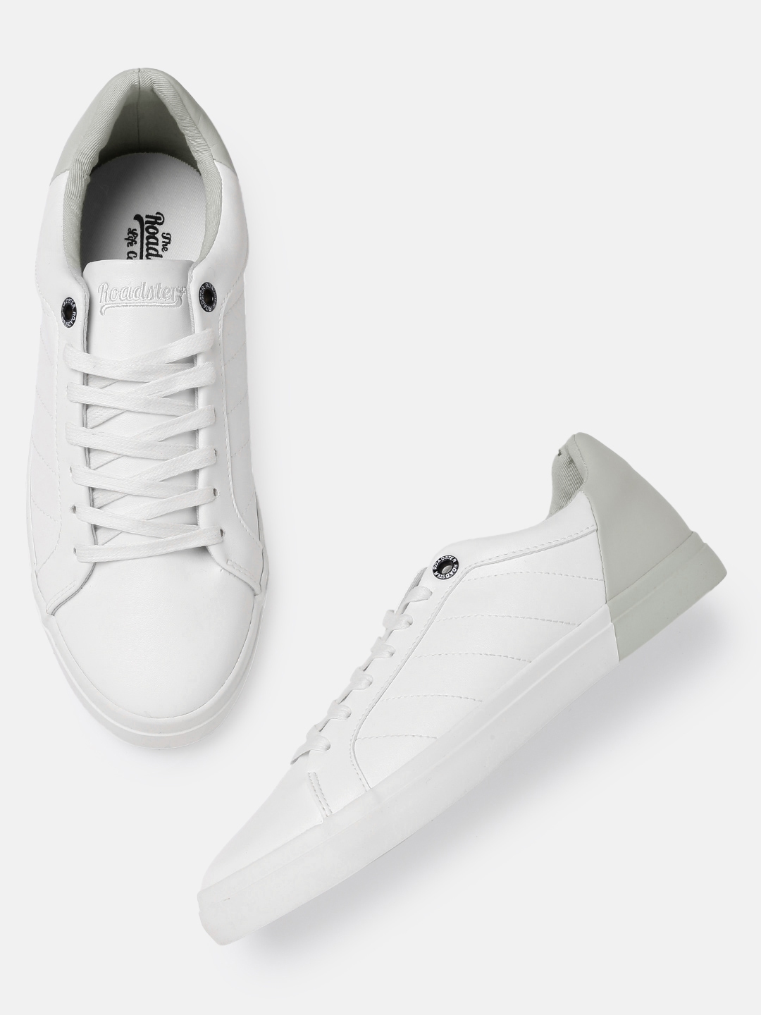 Buy Roadster Men White & Grey Colourblocked Sneakers - Casual Shoes for Men  2396864 | Myntra