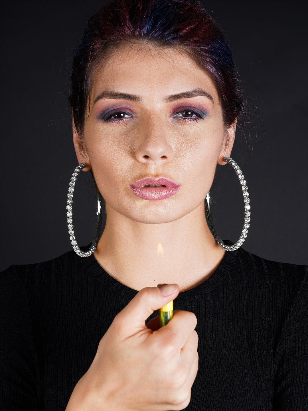 ODETTE Circular Stone Studded Hoop Earrings