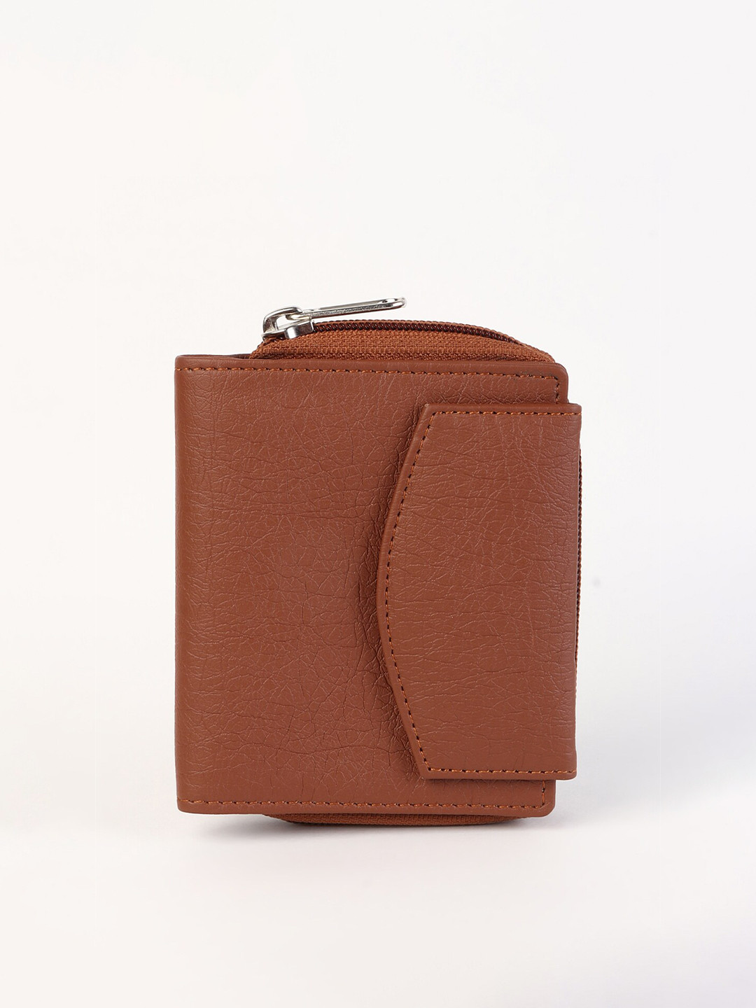 SAMTROH Women Tan Zip Detail PU Two Fold Wallet