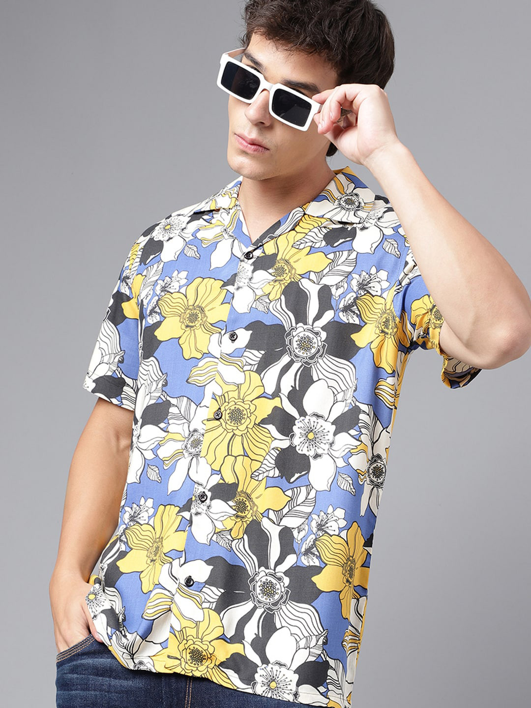 Hancock Relaxed Fit Floral Print Cuban Collar Casual Shirt