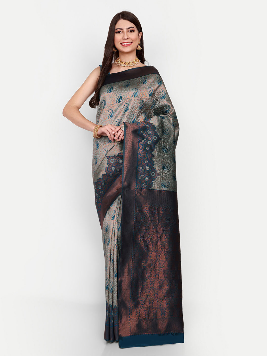 CLOTHING JUNCTION Paisley Woven Design Zari Banarasi Saree