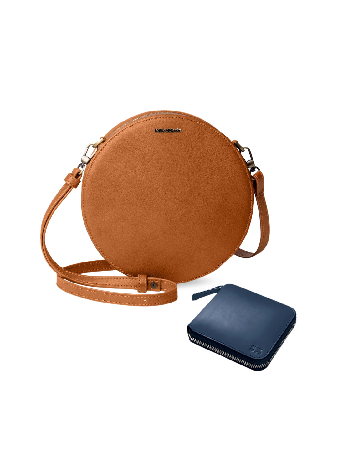 DailyObjects Multicoloured Colourblocked Leather Structured Sling Bag with Zip Wallet