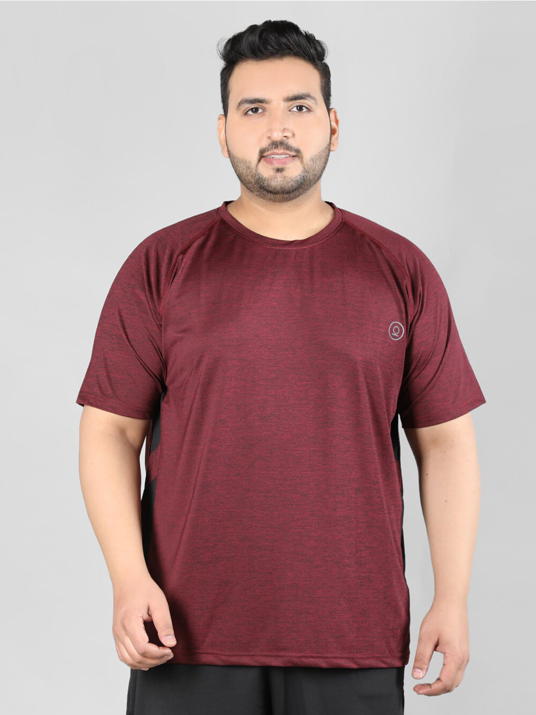 CHKOKKO Plus Size Round Neck Raglan Sleeves Sports T-shirt
