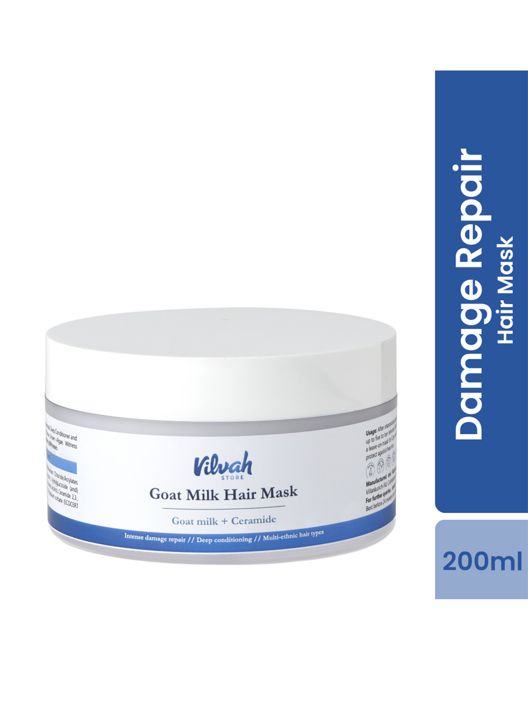 Vilvah Store Deep Nourishing Goat Milk Hair Mask with 3-in-1 Wonder - 200g
