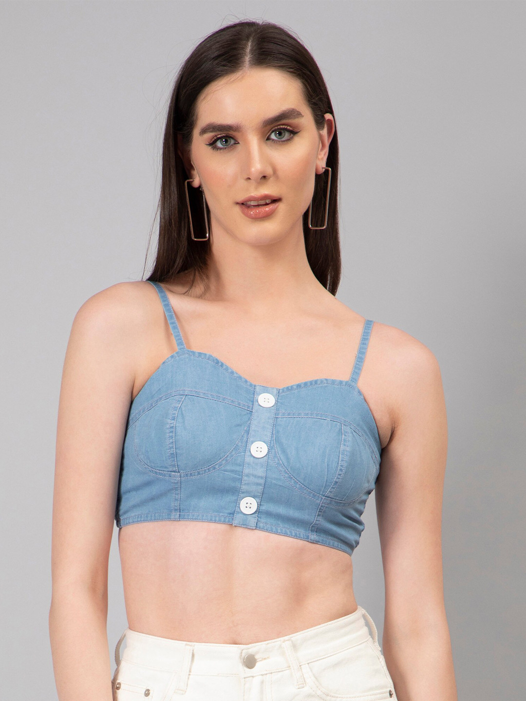 NUEVOSDAMAS Denim Bralette Crop Top